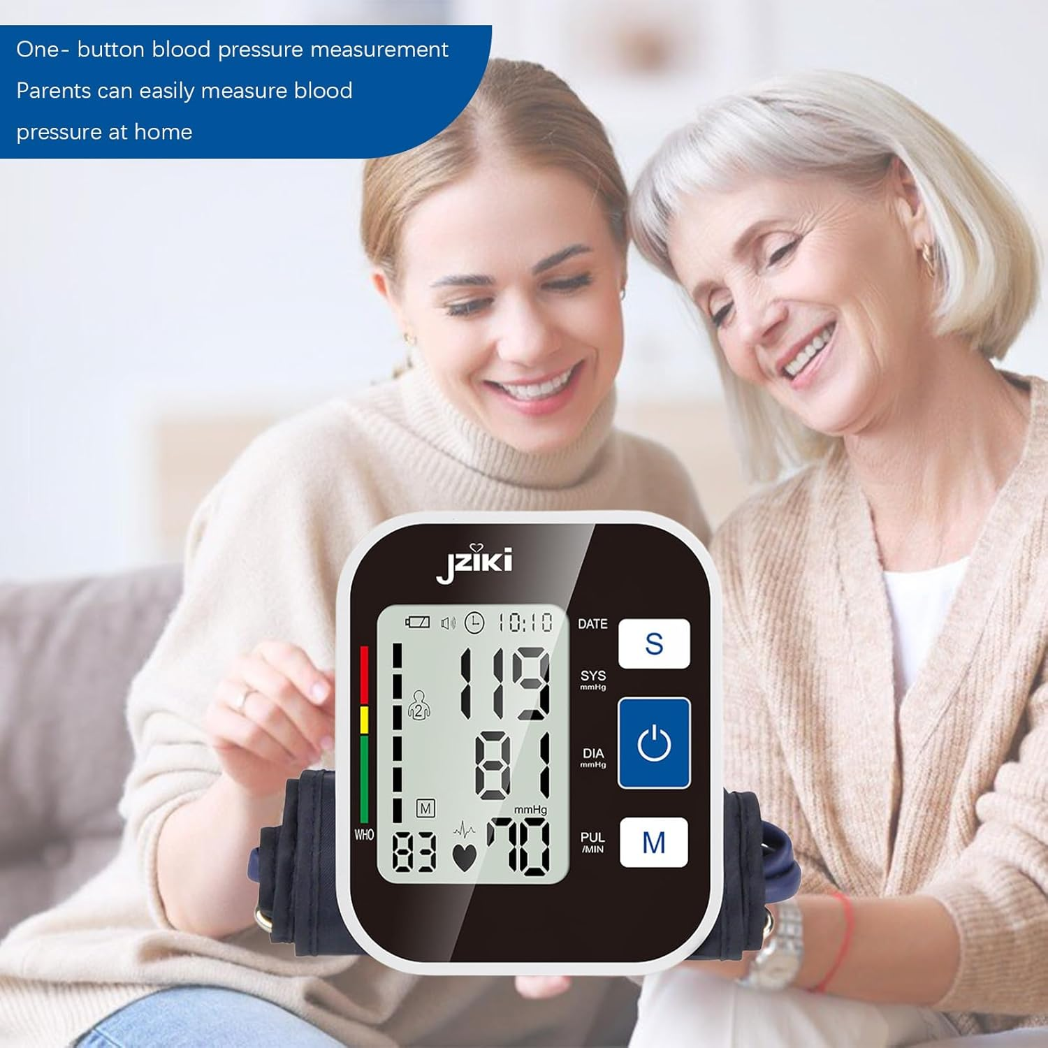 Blood Pressure Monitor for Home Use, Automatic Upper Arm BP Machine, 2 X 99 Memories, Large Screen & Adjustable Cuff, Easy to Use for Seniors image number 1