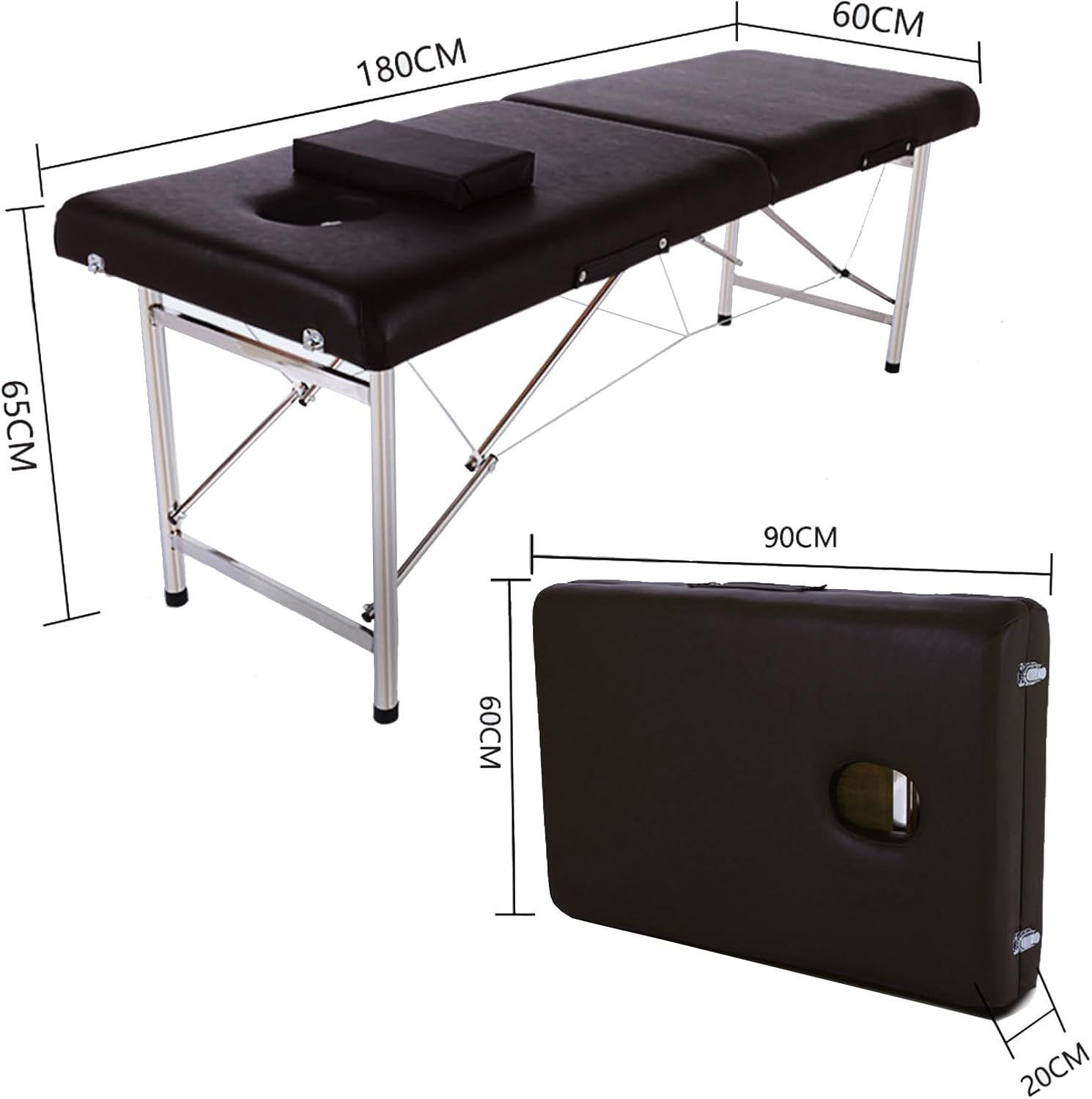 PORIYA Portable 2-Fold Beauty Bed with Adjustable Backrest and Legrest - Ideal for Salon and Home Use image number 2