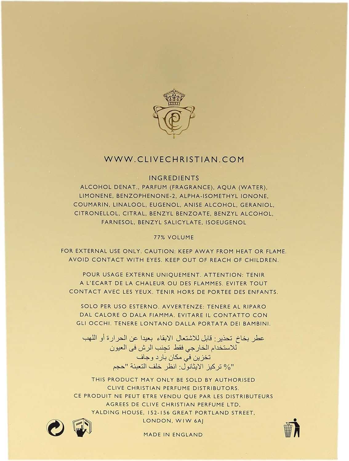 Clive Christian No 1 Masculine Edition Eau De Parfum Spray for Men, 50 Ml