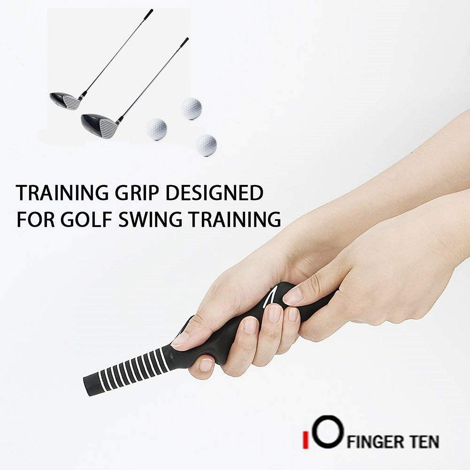 FINGER TEN Golf Swing Grip Trainers Practice Tool Aid Value 2 Pack, Quality Standard Training for Right Left Hand Golfer Set