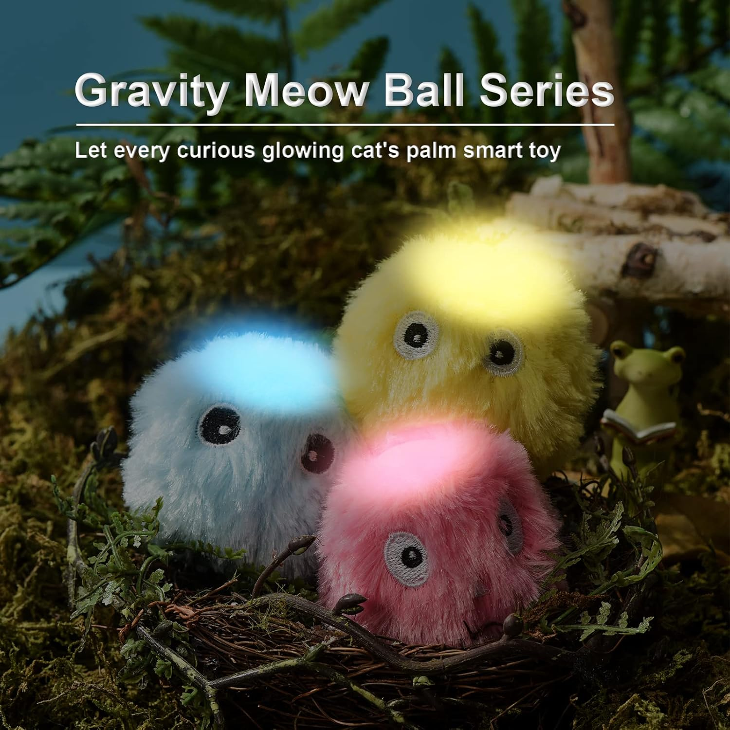 Pack of 3 Glow Cat Balls Interactive Cat Toy Ball with Sound Kitten Toy Plush Ball Cat Toy Self-Engineering Cat Toy Balls with Lifelike Animal Sounds for Cat image number 4