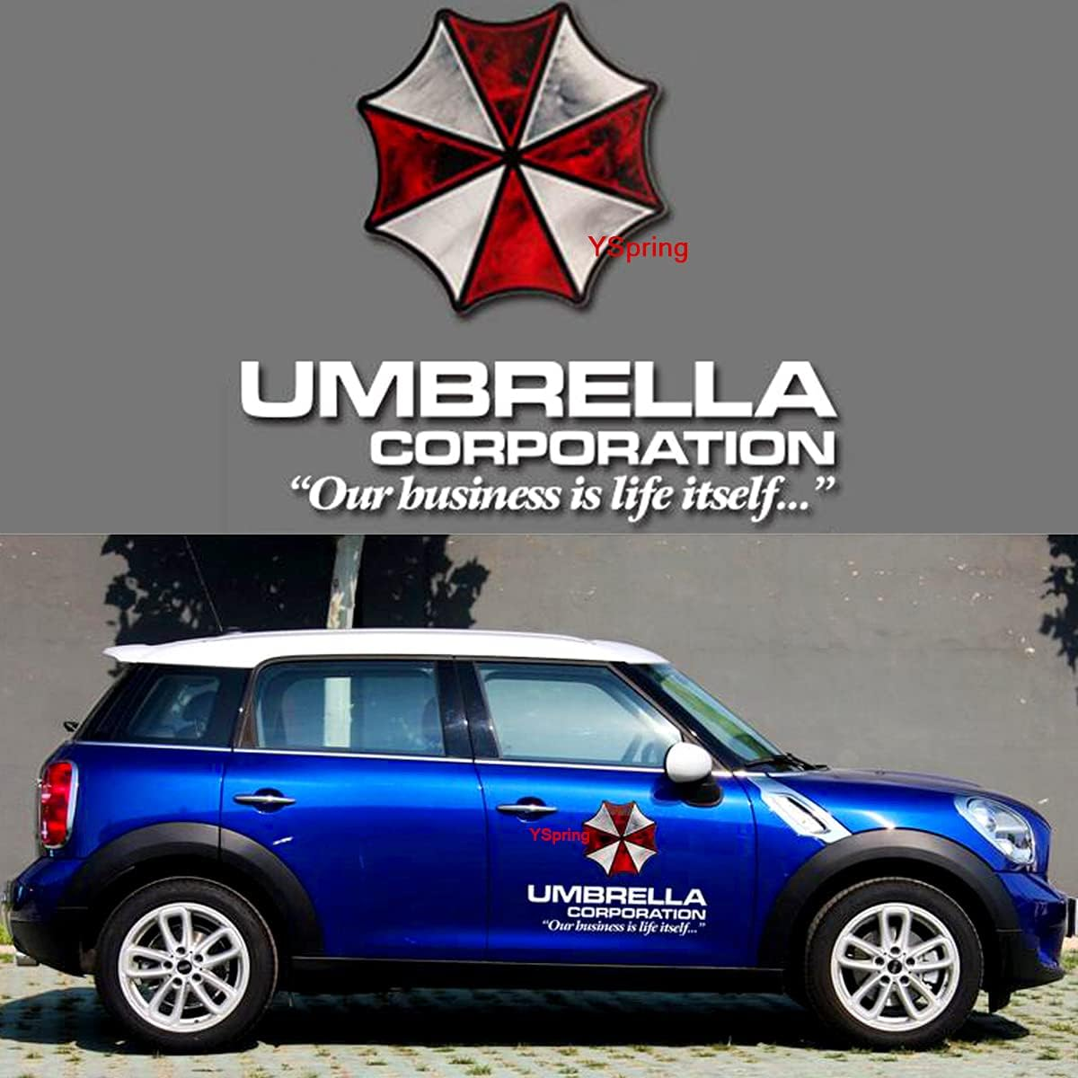 HINSCR Resi Dent Evi L Car Front Cover Decal Umbrella Corporation Logo Sticker Auto Body Vinyl Sticker for Vehicles (Style K - White Fonts-1Pcs-19.7In) image number 1