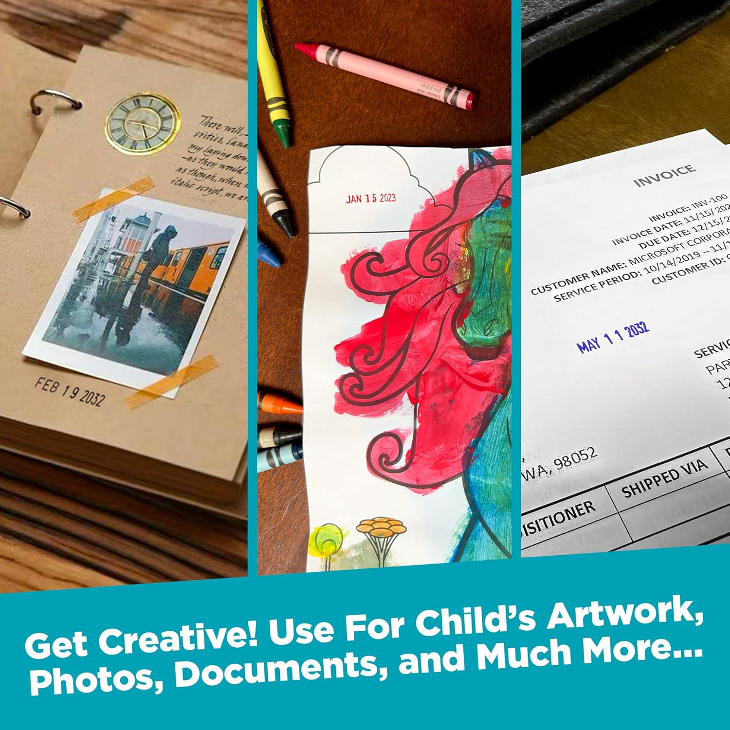 2000 plus 2020 Heavy Duty Date Stamp, Large Date Size - Exclusive 12-Year Band Red - Black image number 4