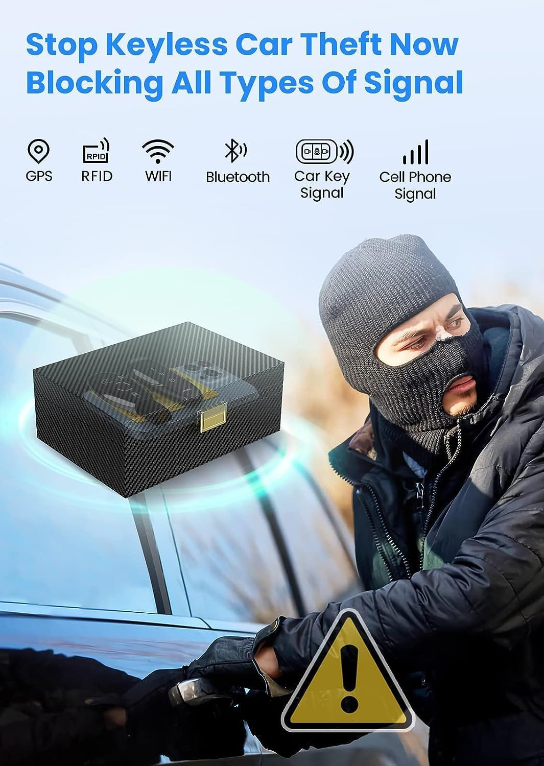 Lanpard Faraday Box with Faraday Pouch 2 Pack, Keyless Entry Car Key Safe Protector RFID Anti-Theft Signal Blocking Cages image number 6