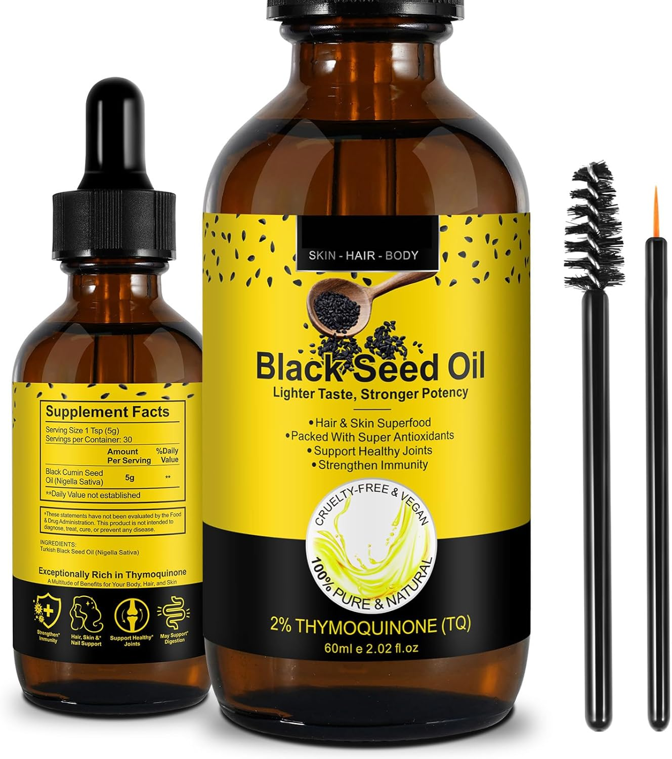 EQEIYICS Organic Castor Oil, Jamaican Black Castor Oil Seed Oil (Black Seed Oil)