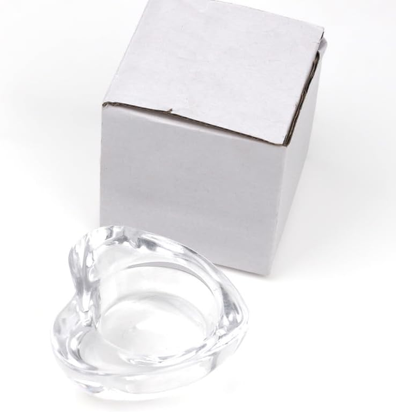 Nail Art Crystal Cup, Thickened Uncovered Wash Pen Cup, Pink High Transparency Heart-Shaped Glass Cup, Nail Art Tools (Pink)