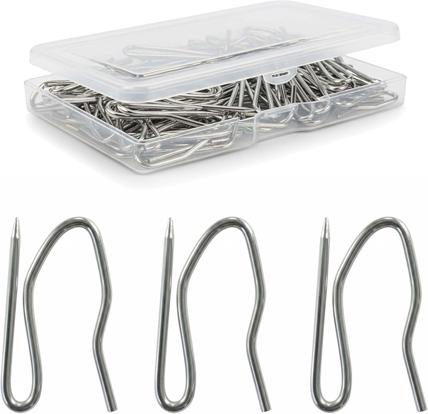 50 X Heavy Duty Zinc Metal Pin Hooks Pencil Pleat and Heavy Weight Curtains Drapery Pinch Pleat - (34Mm X 19Mm Approx) image number 2