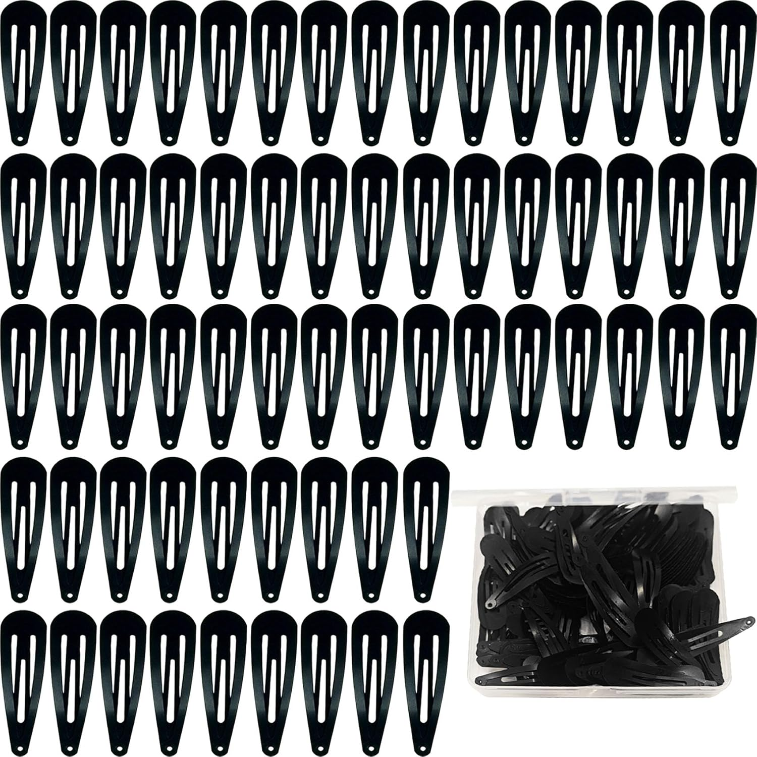 100Pcs Snap Hair Clips, NIANAN 7CM Black Hair Barrettes Clips Metal BB Hairpins Non-Slip Snap Clips with Storage Box Hair Accessory for Kids, Teens, Girls and Women image number 3