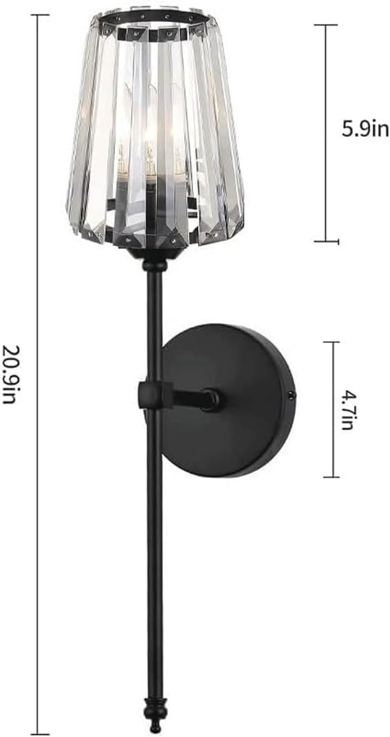 Wall Lights Set of 2 Battery Operated Wall Sconces Clear Glass Lighting Fixture Rechargeable Wall Lamps for Bathroom Bedroom Wall Lighting image number 5