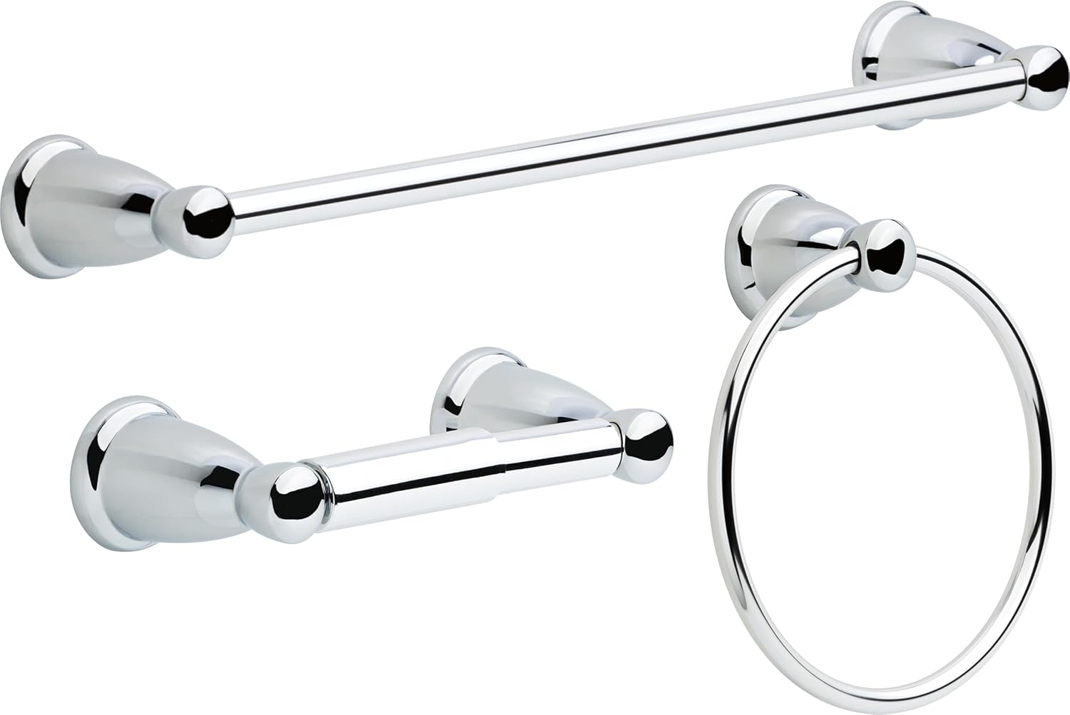 Franklin Brass Kinla 3-Piece Bath Hardware Towel Bar Accessory Set, Polished Chrome image number 2