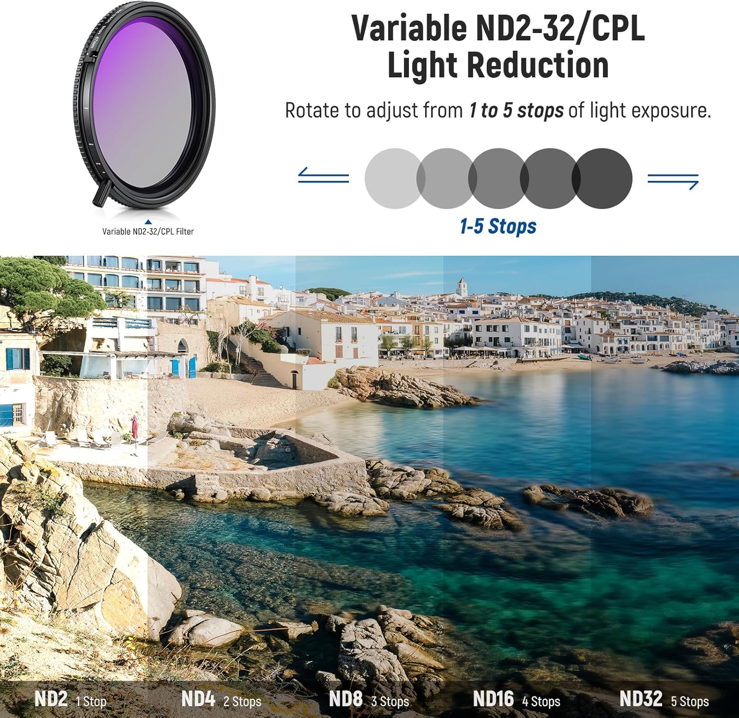 NEEWER True Colors 67Mm Variable ND2-32 & CPL with Magnetic ND32, Polarized ND Filter Set, 2In1 Adjustable One Rotatable Light Reduction Reflection Elimination No Color Shift No X Cross No Vignetting image number 5