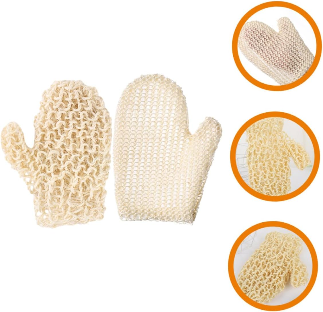 HEATSHAKING 2Pcs Sisal Shower Back Scrubber Bath Mitts Exfoliating Gloves for Bathroom Cleaning