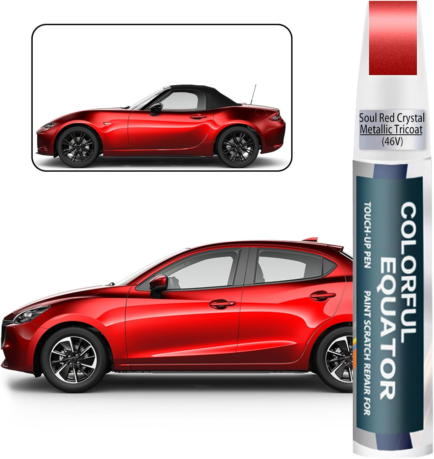 46V Soul Red Crystal Metallic Tricoat Touch up Paint for Mazda, Car Paint Pen Scratch Repair Two-In-One Touch up Paint, Premium Car Scratch Remover for Deep Scratches image number 2