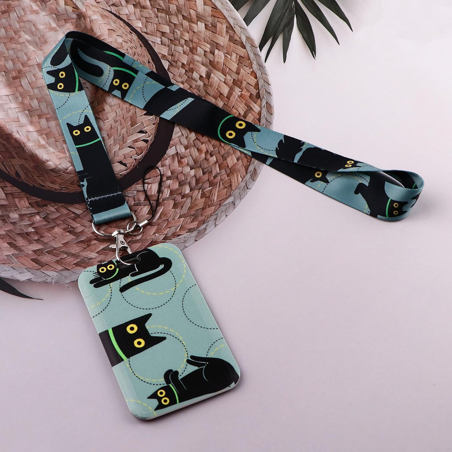 YJSPARKK 2PACK ID Card Holder,Lanyard with Card Holder,Name Tag Badge Keychain Perfect for Office Workers Student Teacher Nurses Doctor Coach (Cat) - Flower image number 3