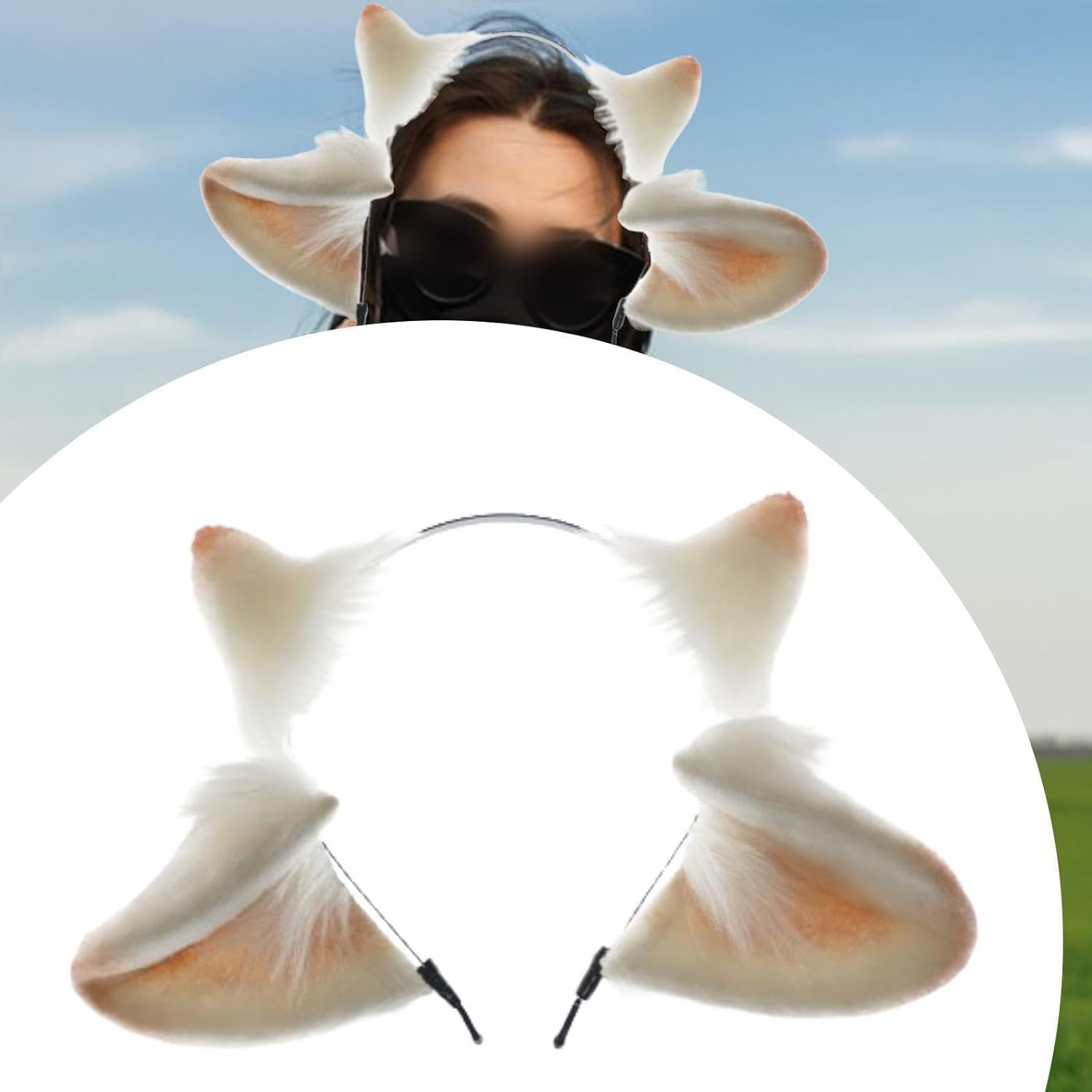 Generic Lamb Ear Headband Headdress for Halloween Animal Themed Parties