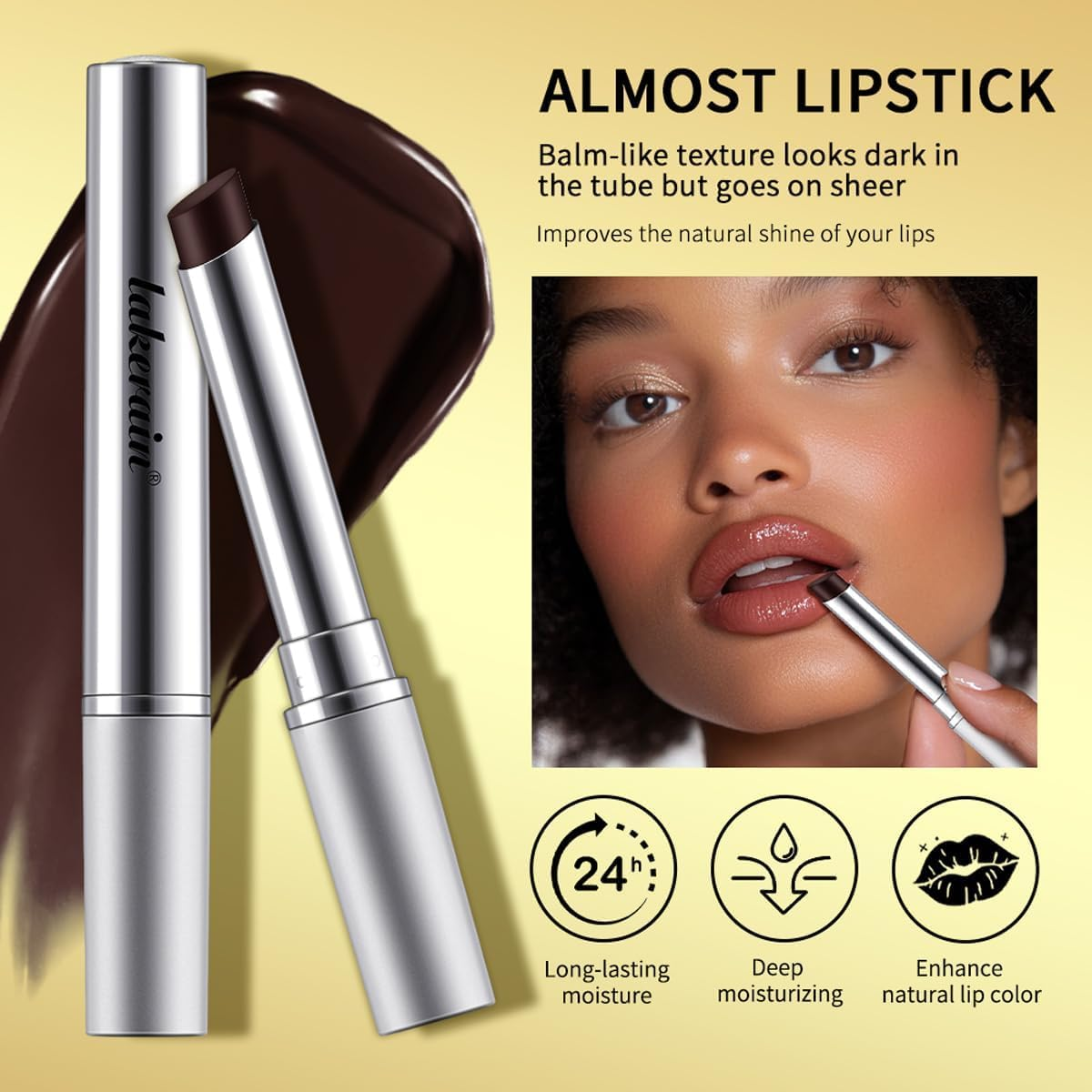 Honey Lipstick Tinted Lip Balm, Nourishing and Hydrating Lip Gloss, Natural Glossy Lipstick for Women (Black Honey) image number 5