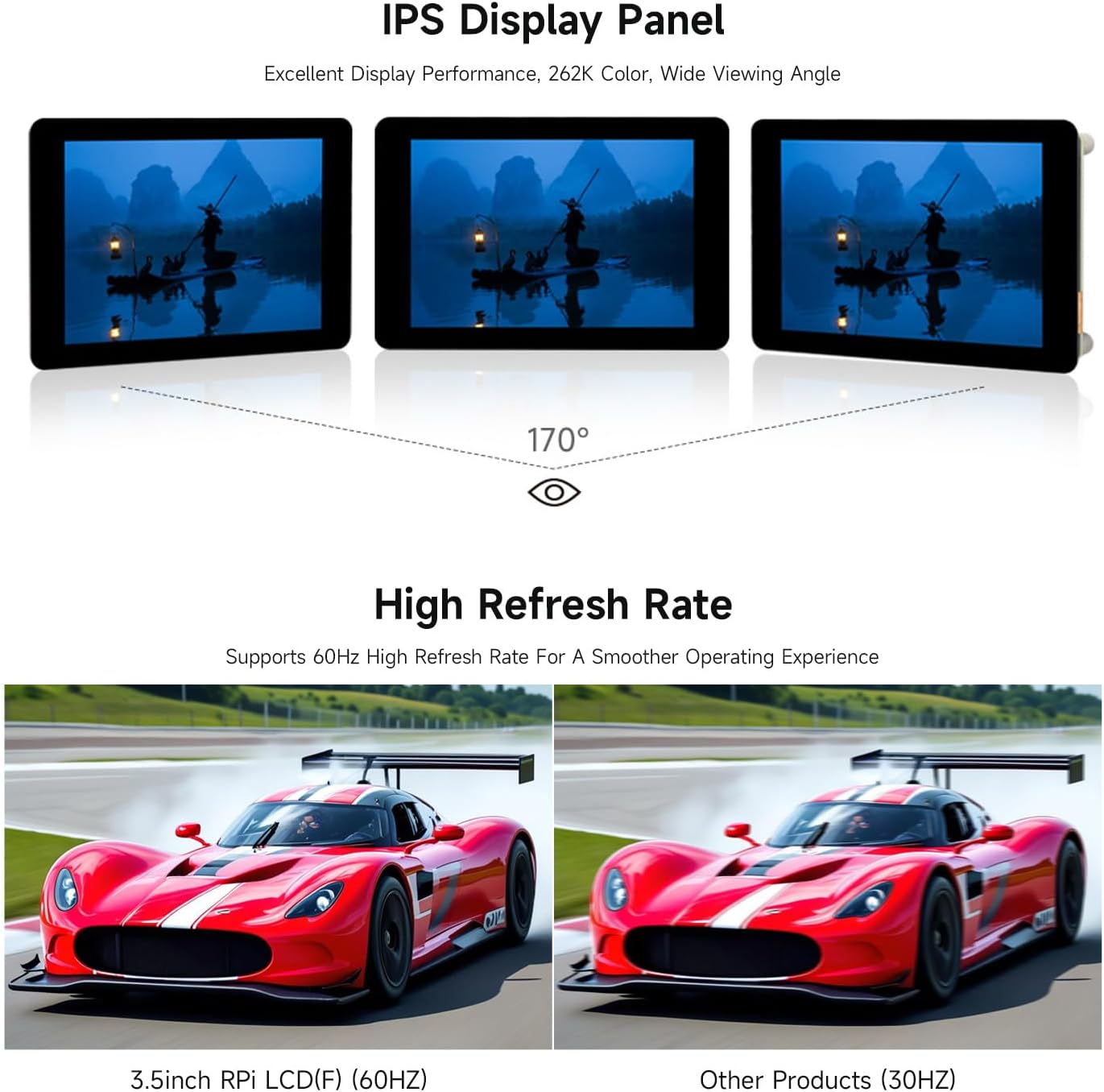 Waveshare 3.5Inch Capacitive Touch Display, Compatible with Raspberry Pi 5/4B/3B, Pi Pico, IPS Panel, 320&times;480, 5-Point Touch, Immersion Gold Process, Toughened Glass Panel
