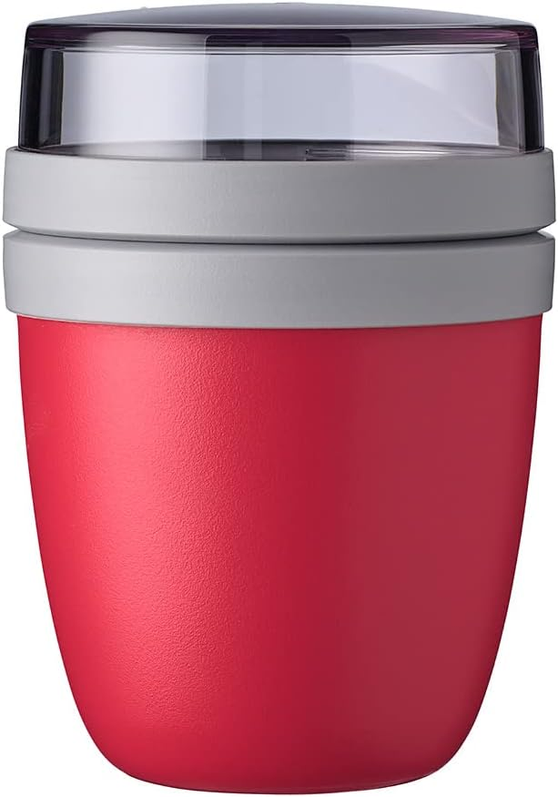 Mepal - Lunchpot Ellipse - Practical Yoghurt Cup & Cereal Cup - Division for Yoghurt & Cereal - Suitable for Freezer, Microwave & Dishwasher - 500 Ml + 200 Ml - Nordic Sage