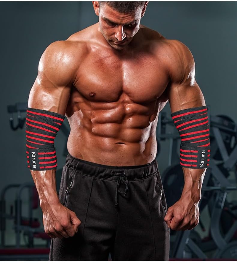 Elbow Wraps for Weightlifting (1 Pair) -Flexible 1.5M Elastic Elbow Braces for Weight Lifting, Bench Press, Powerlifting, and Pressing image number 3