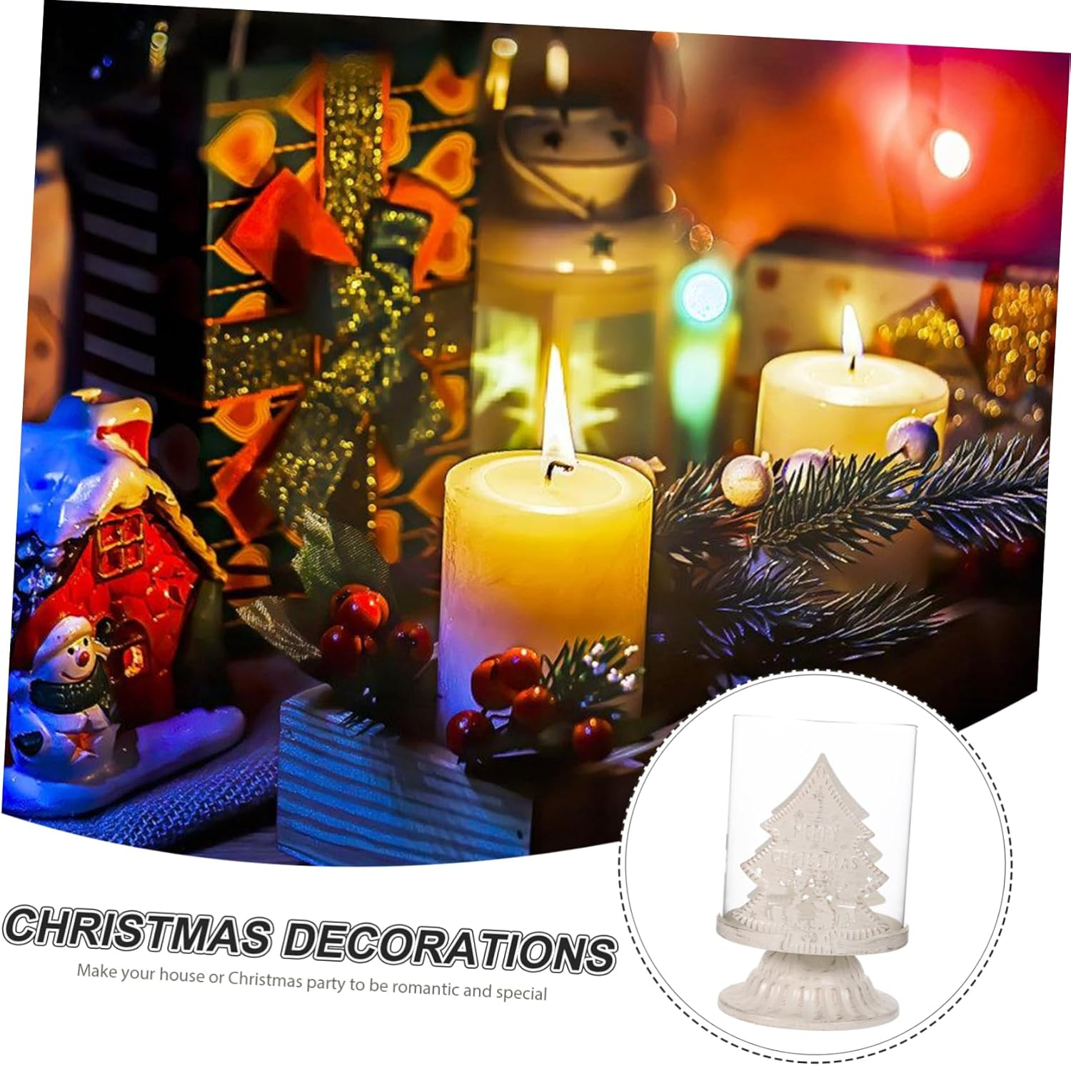 Anneome 2Pcs Fine Crafted Christmas Deer Ornament Candle Shelf Xmas Candleholder Home Decor