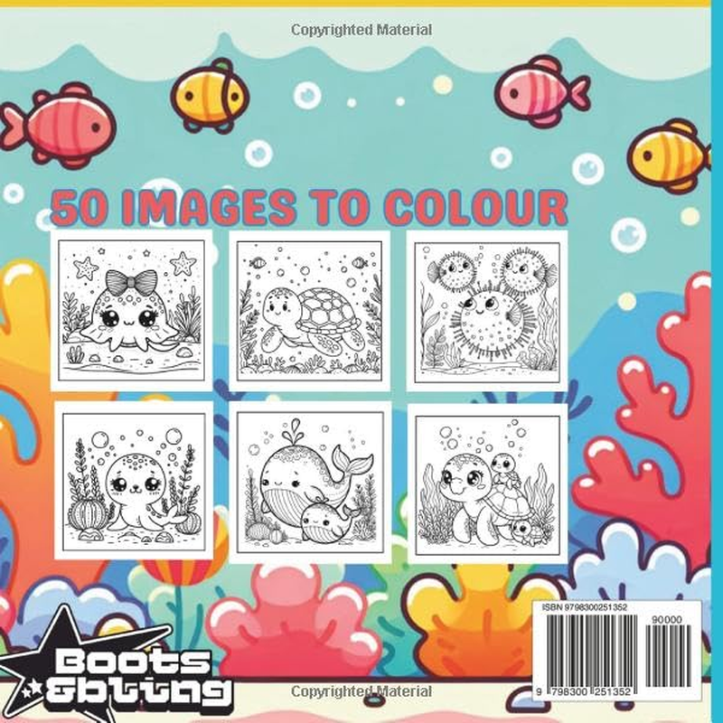 UNDERWATER WORLD COLORING BOOK for KIDS AGES 4-8: 50 Different Underwater Creatures for Young Minds to Discover and Learn about | 8.5X8.5