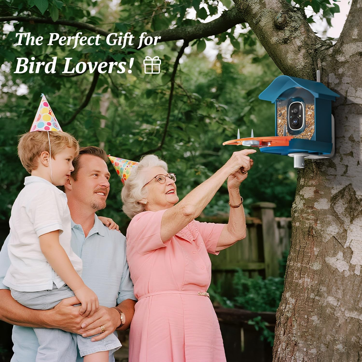 DOCOON Smart Bird Feeder with Camera, 2K HD AI Identify Bi RDS Species, Bird Watching Camera with Solar Panel, Auto Capture Bi Rd Videos & Instant Notifications, Ideal Present for Bi Rd Lover - A-Blue image number 2