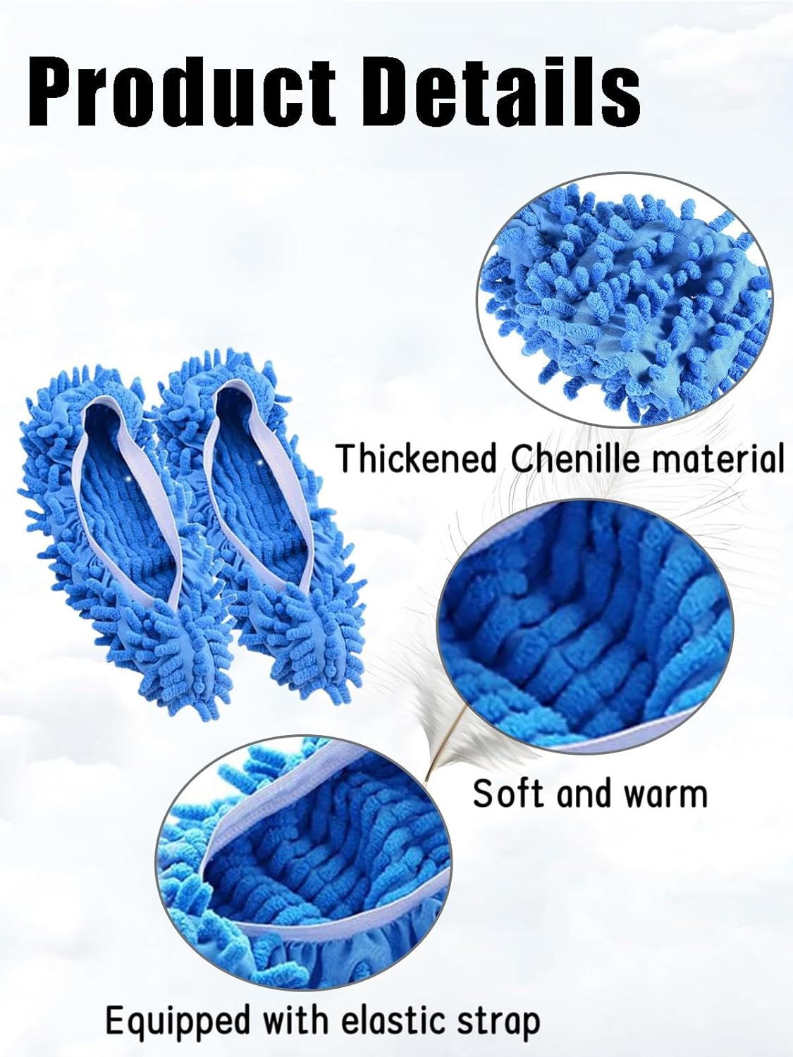 Microfiber Mop Slippers Shoes Cover, Reusable Floor Cleaning Shoes for Bathroom, Kitchen, House Polishing - 2 Pairs, Washable Dust Duster Shoes Cover image number 6