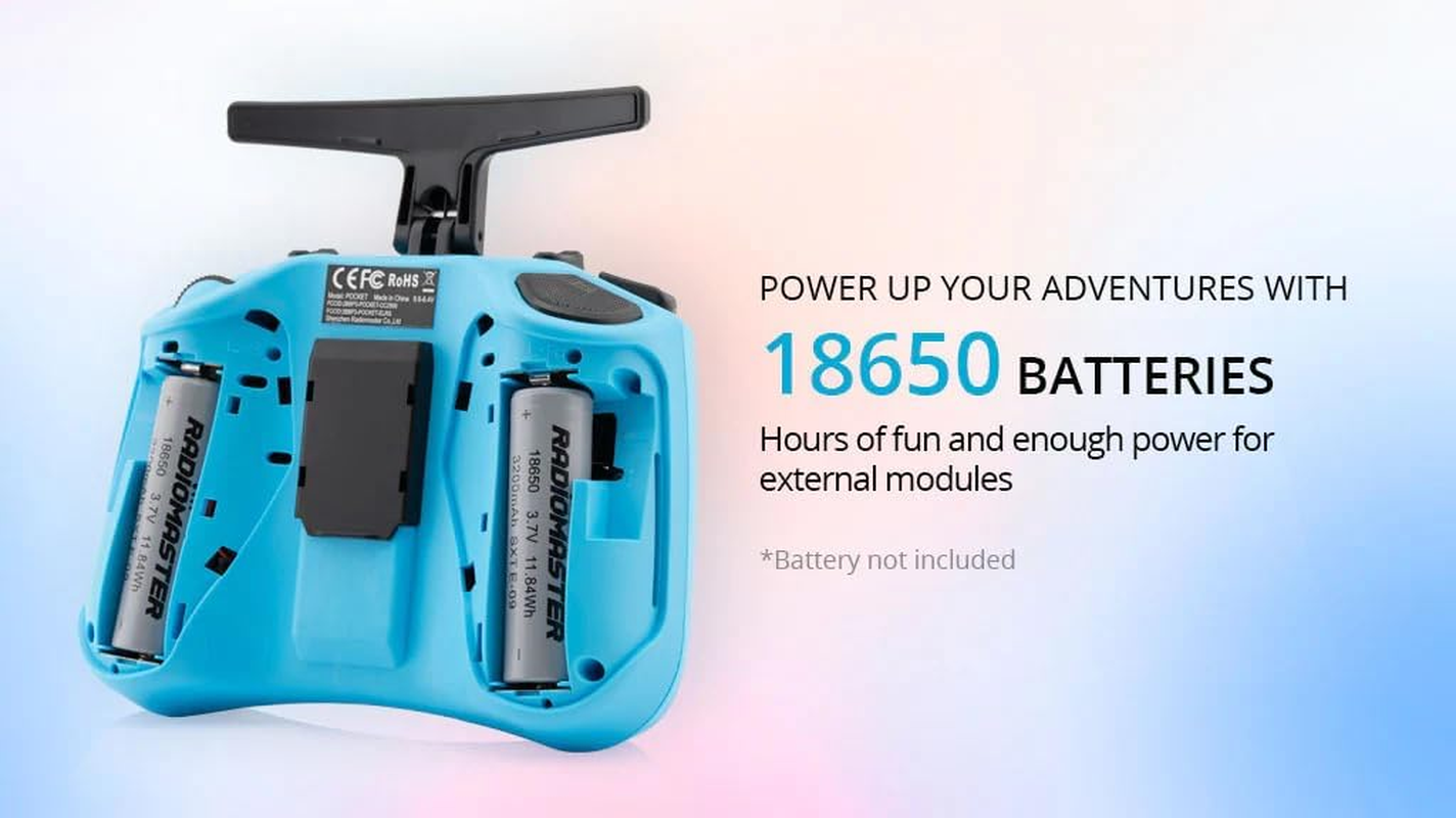 Opus Pocket Crush ELRS Portable Remote Controller Hall Gimbal Edgetx Built in LED Light Mode 2 (Blue) - Blue image number 3