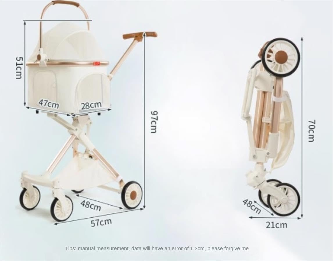 Pet Stroller Dog Stroller Cat Stroller Foldable Pet Stroller 3 in 1 Dog Stroller Pet Carrier Strolling Cart with Storage Basket for Cats and Dogs Dog Pram Dog Cat(Color:Light Gray) image number 6