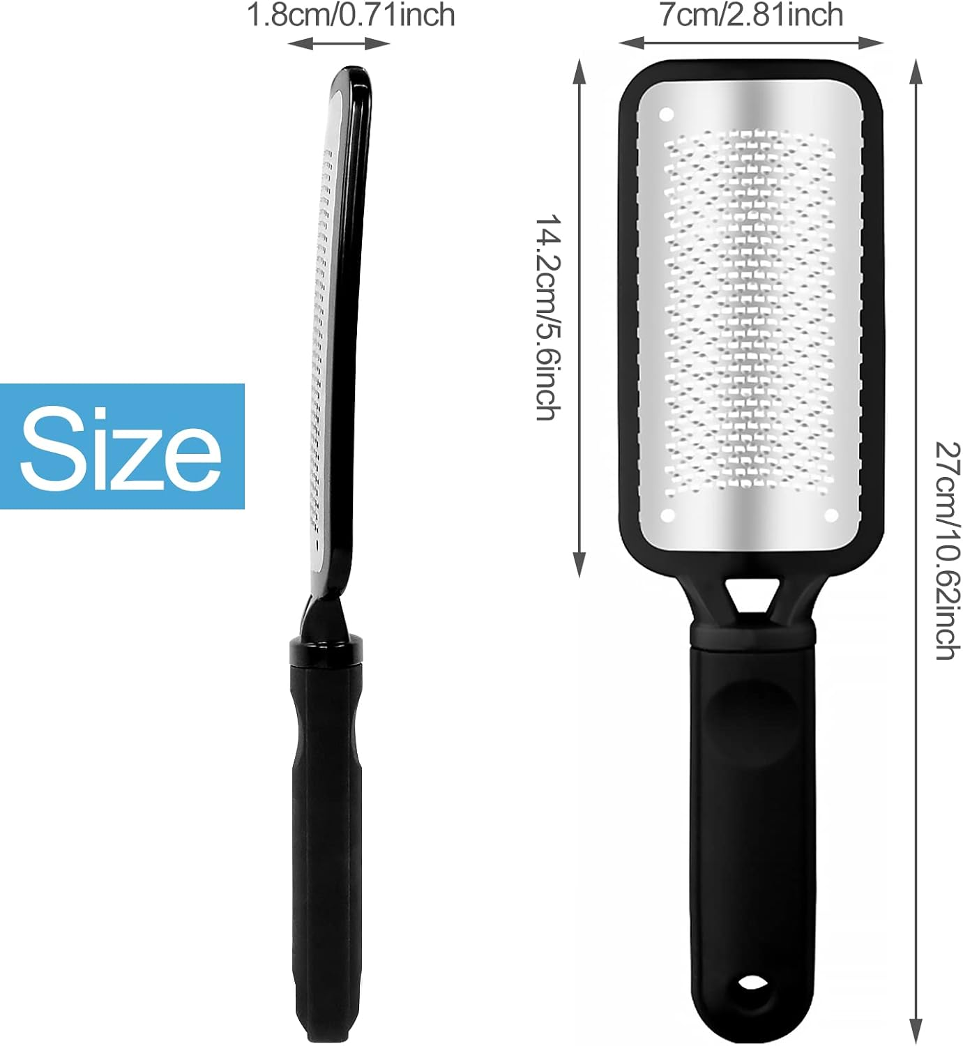 Sularpek Callus Rasp, Foot File Pedicure, Callus Rasp for Callus Removal, Foot File Made of Stainless Steel, Black