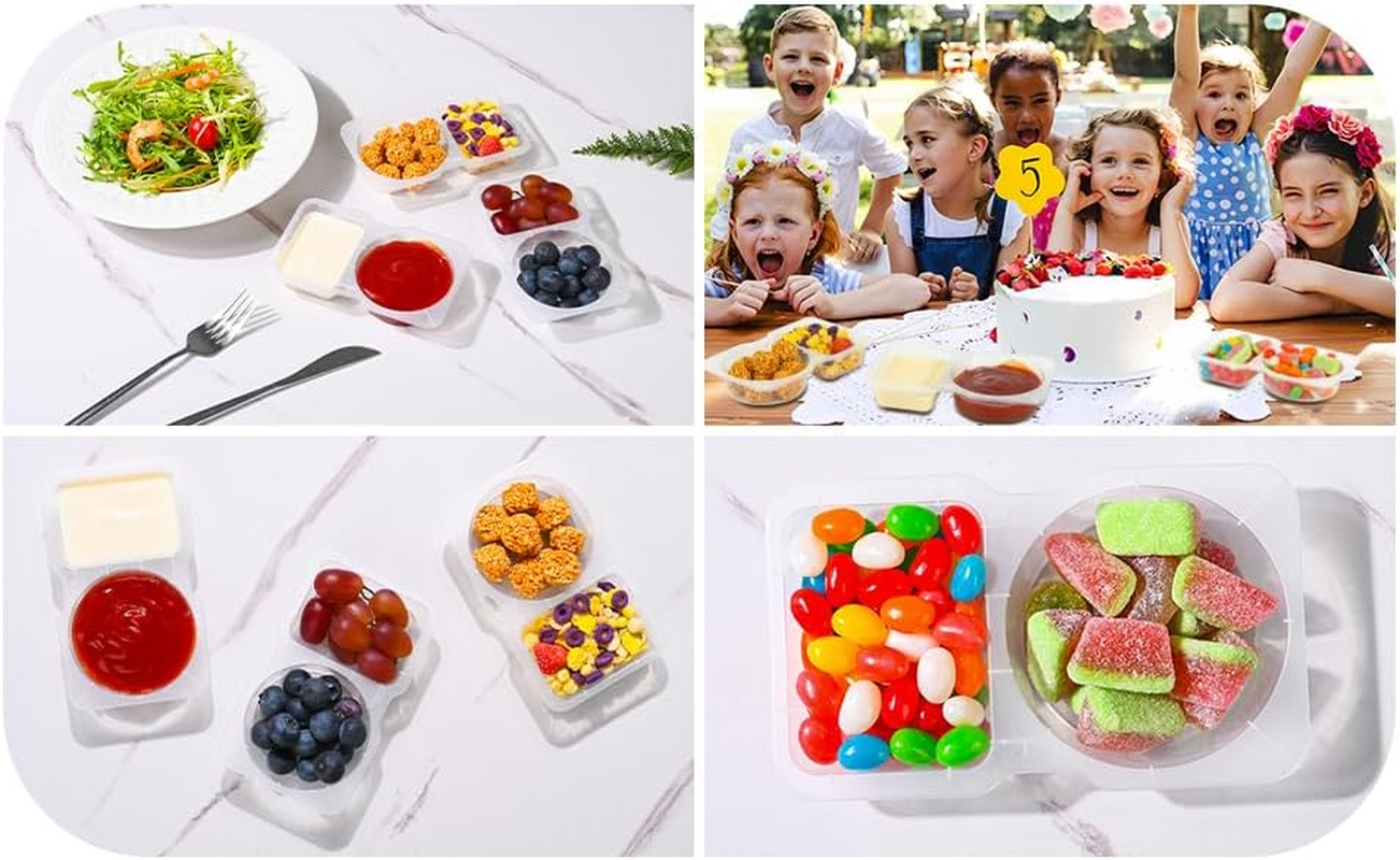 25PCS Double Compartment Condiment Containers with Lids, Reusable Snack Containers for Refrigeration and Portion Control, Takeaway Sauce Dip Case, Great for To-Go Sauce, Sampling, Travelling Snacks image number 5