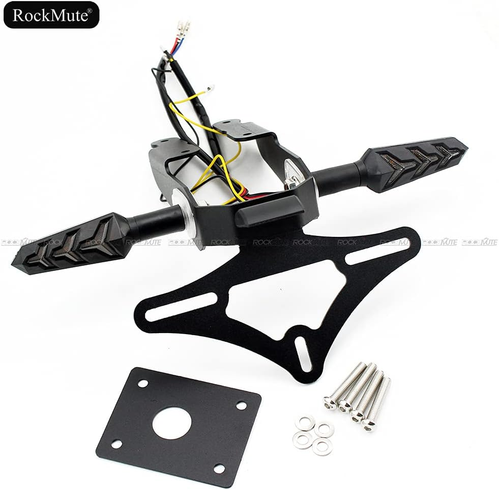 Motorcycle Tail Tidy for Kawasaki Ninja 650 Z650 2017-2021 Licence Plate Holder Fender Eliminator Bracket Mount with Turn Signal Indicator Sequential Flowing LED Light (Full Set (Holder+Indicators)) - Full Set (Holder+Indicators) image number 6