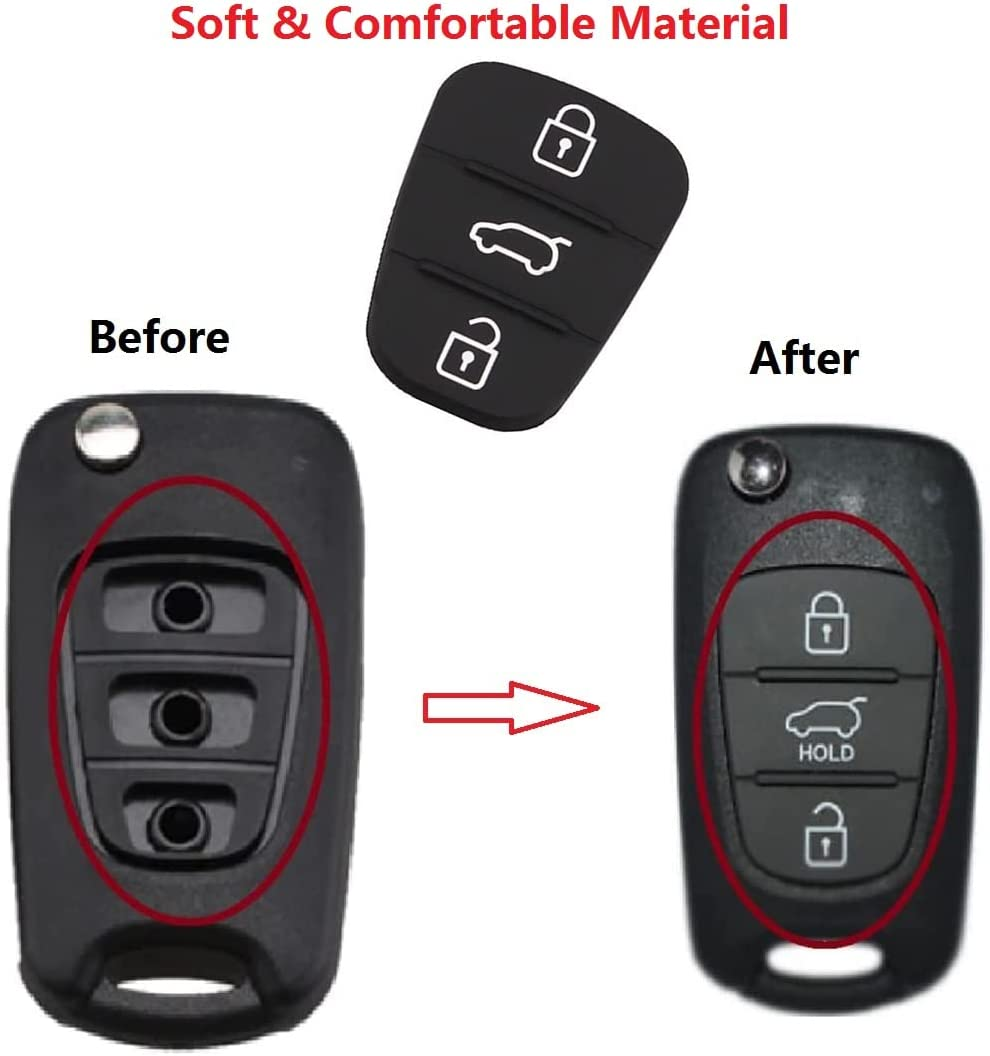 Tuoyi 2 Pack Rubber Button Remote Key Fob Case for Car Hyundai I10 I20 I30 Flip Key Shells image number 3