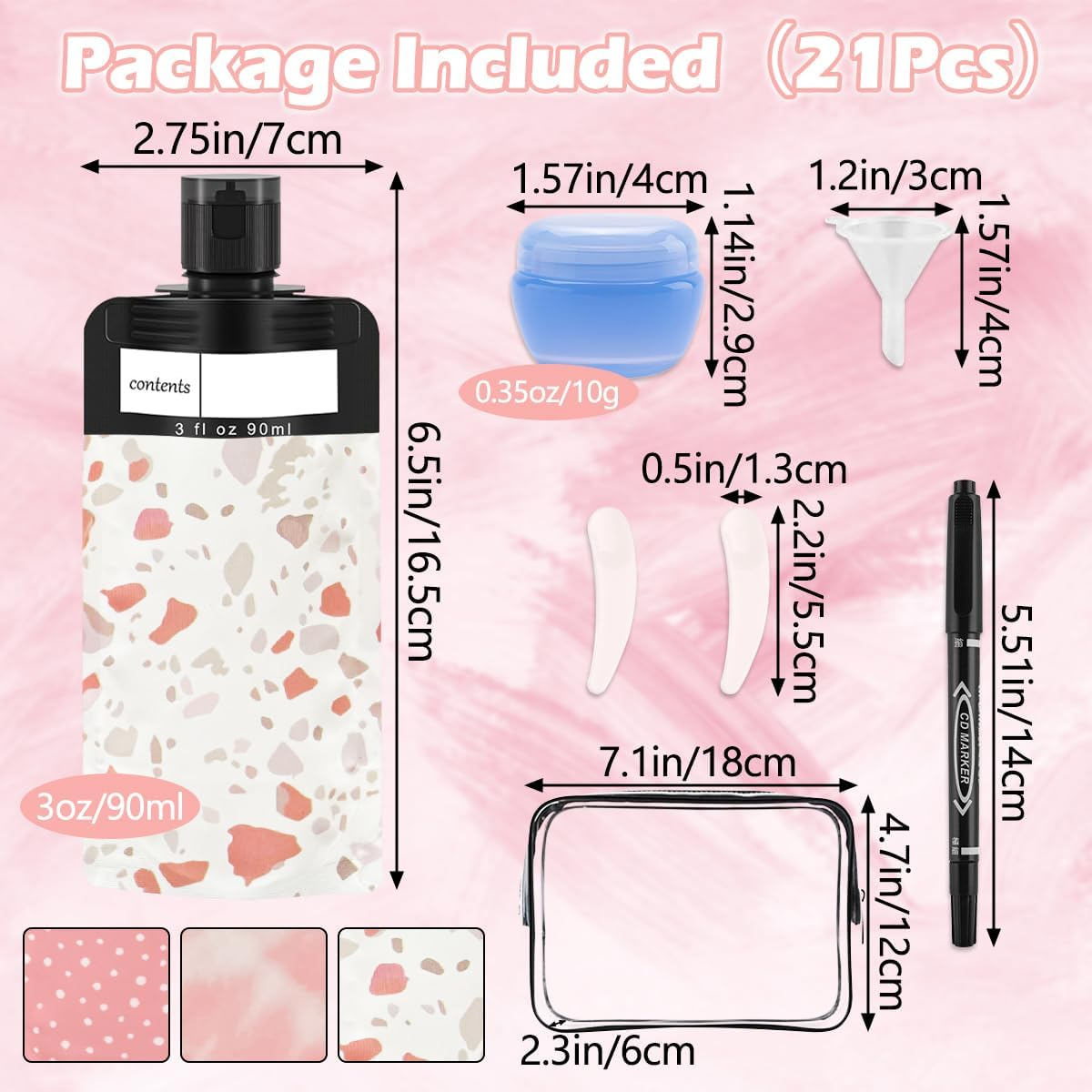 21 Pack Squeeze Pouches for Toiletries Liquid, Plastic Portable Refillable Travel Pouches, Leak Proof Fluid Makeup Packing Bag for Lotion Shampoo Conditioner Face Cream Hand Soap image number 4