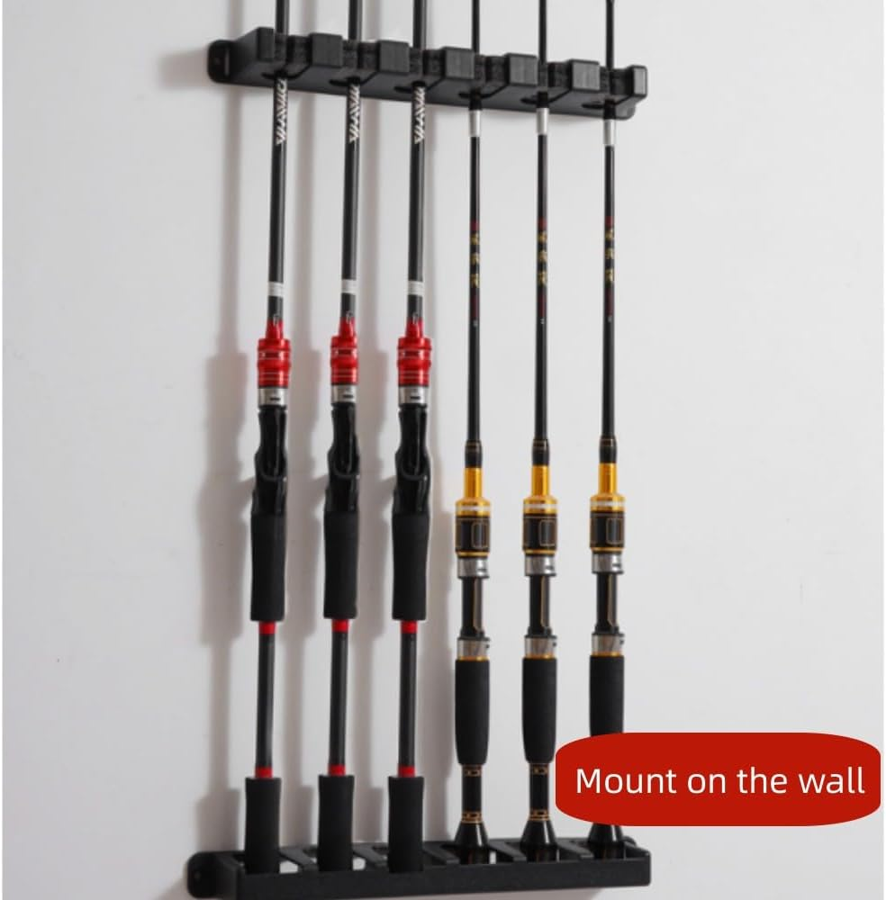 Wall Mounted Fishing Rod Holders, Vertical Rod Rack, Fishing Pole Holders, Fishing Pole Rack Fish Pole Holder for Garage, Wall, Ceiling Rod Stand Storage image number 5