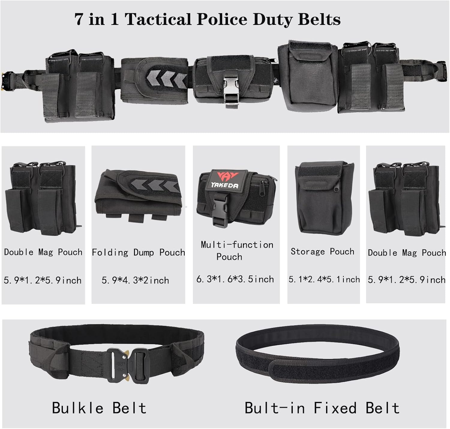 Vav YAKEDA Tactical Duty Law Enforcement Police Utility Belt with Pouches 7 in 1 image number 3