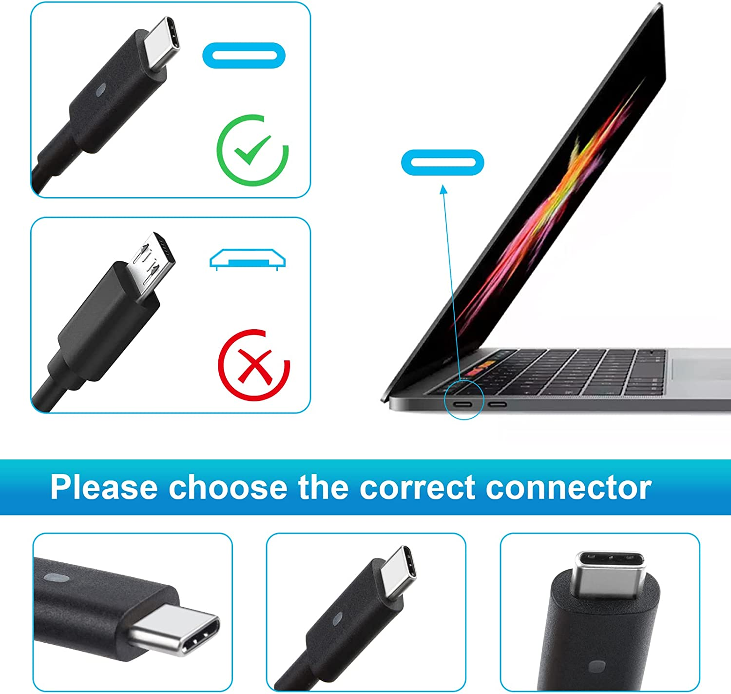65W USB Type C AC Charger Fit for Dell Latitude 5175 5179 5280 5285 5289 5290 Type C Laptop Power Supply Adapter Cord image number 3