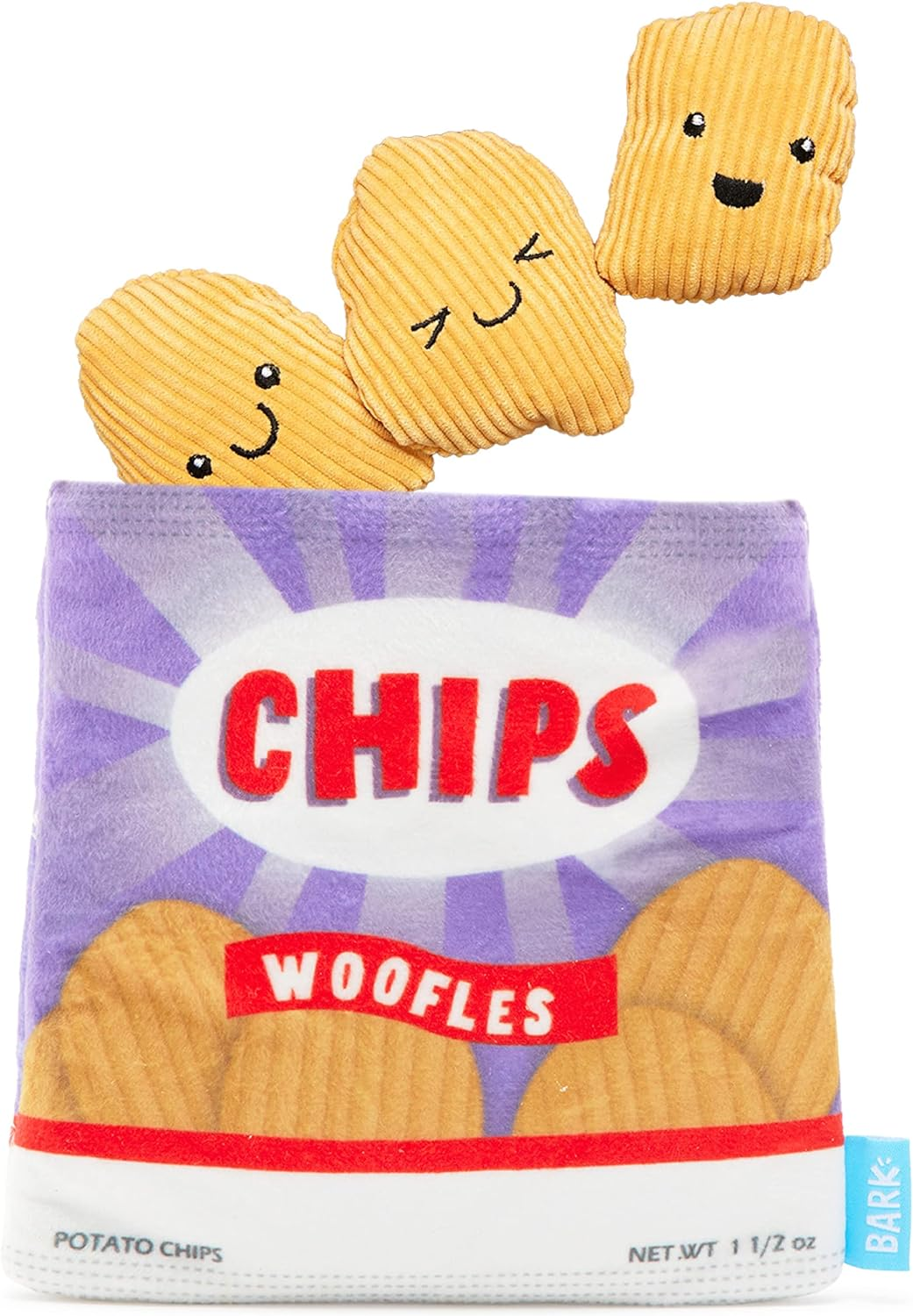 Barkbox 2 in 1 Interactive Plush Dog Toy - Rip and Reveal Dog Toy for Small Dogs - Stimulating Squeaky Pet Enrichment and Puppy Toys | Woofles Potato Chips (Small) image number 5