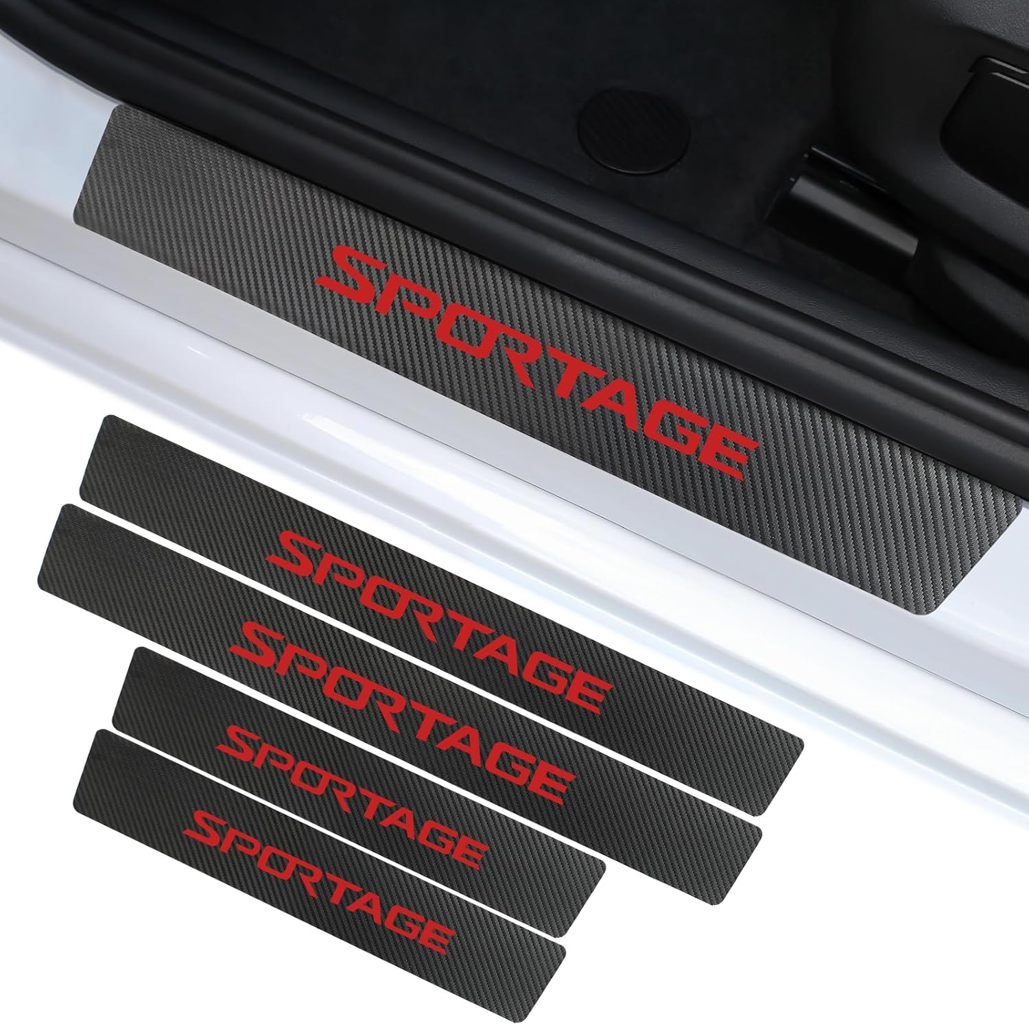 Car Door Sill Protector Compatible with Kia Sportage Accessories, Guard Decoration Scuff Plate Sticker