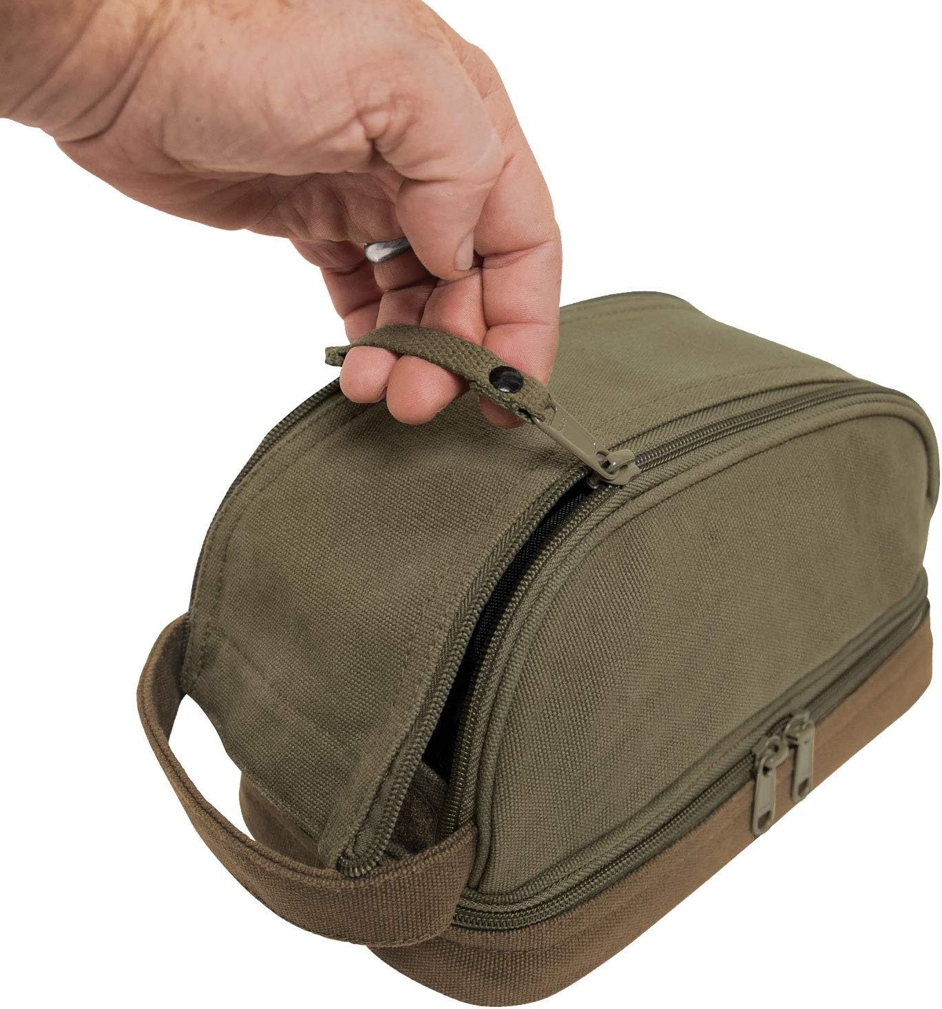 Rothco Deluxe Canvas Travel Kit &ndash; Vintage Dopp Toiletry Shower Organizer Shaving Bag, Olive Drab, Classic image number 1