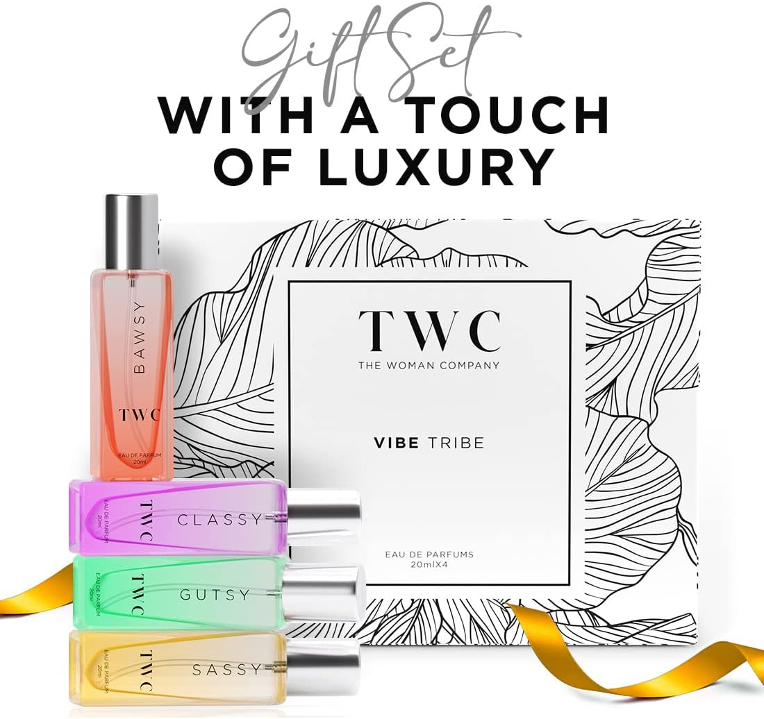 The Woman Company Specially Curated Perfume Gift Set 4*20Ml Vibe Tribe, Luxury Long-Lasting Fragrance, Bawsy for Office Going, Classy Date, Gutsy Outing, Sassy Party for Women & Girls - Citrus, Spray image number 2