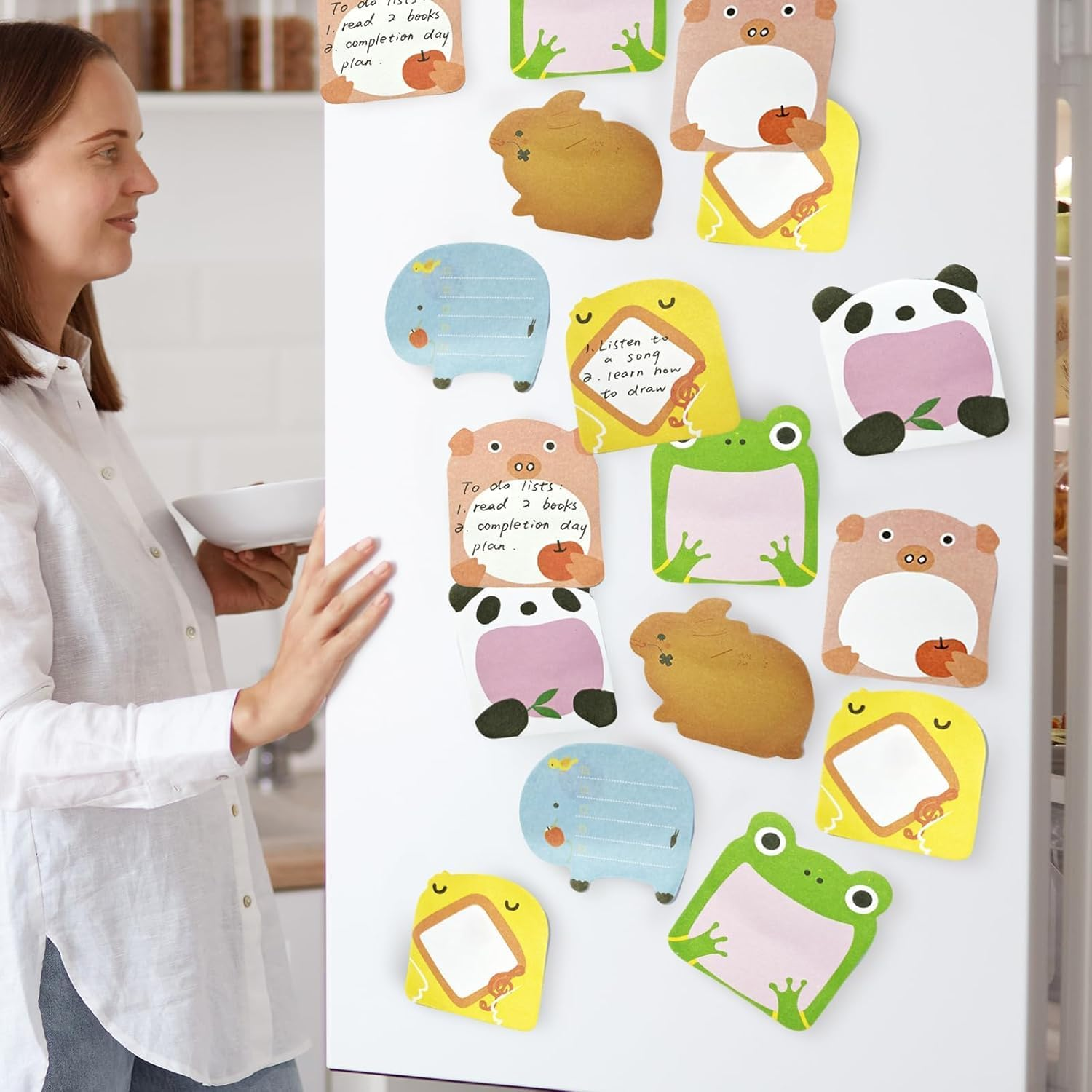 16 Pads Cute Sticky Notes, Creative Colorful Animal Sticky Notes Self Adhesive Cartoon Notes Memo Pads Notes Page School Tab for Students Home School Office Supplies image number 2