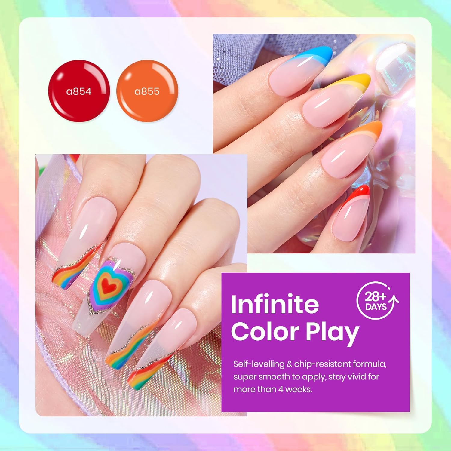 Beetles Gel Polish Gel Nail Polish Set, 6 Retro Colors Old School Collection Soak off UV Gel Polish Red Yellow Blue Orange Green Gel Polish Nail Art Design Manicure Kit Salon DIY