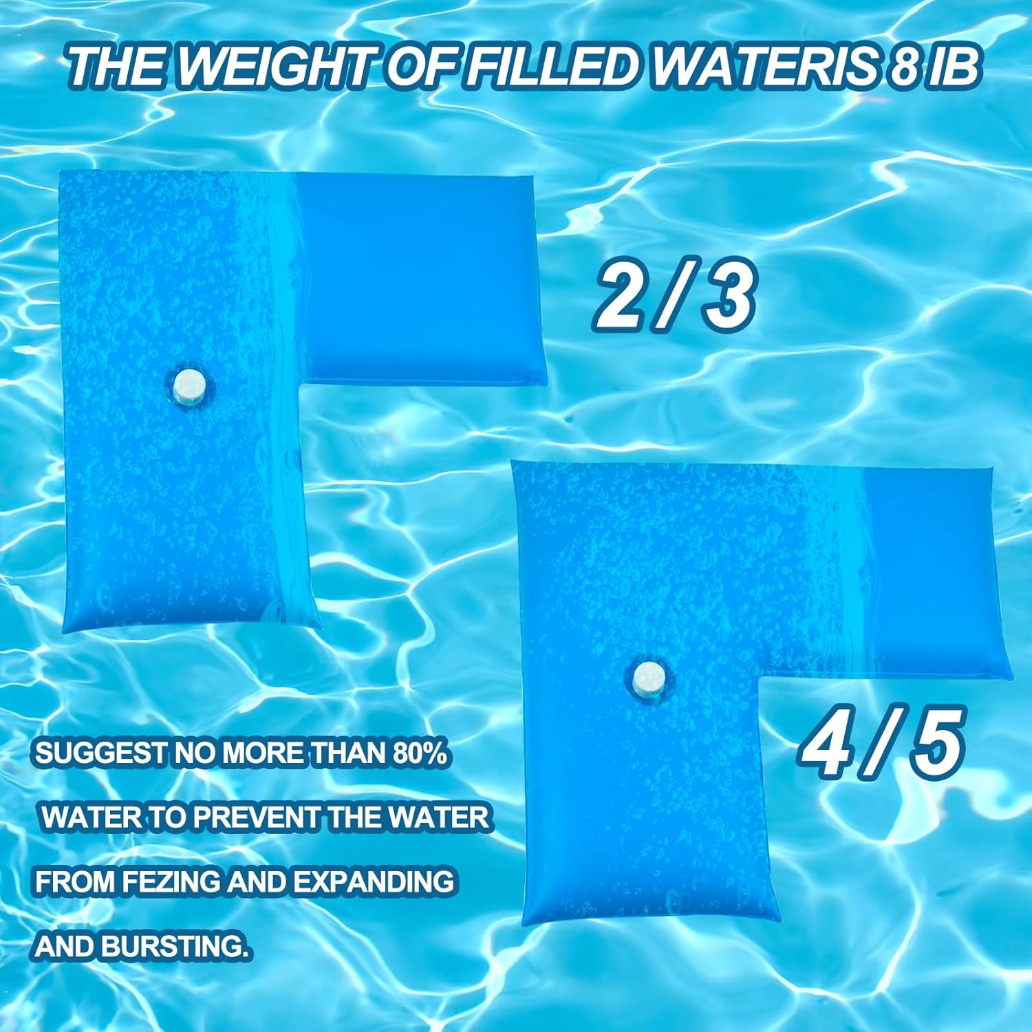 4Pcs Water Bags for Pool Cover Inground, Leakproof Corner Water Tubes 0.4Mm PVC Heavy Duty Pool Cover Weights Weather Resistant Pool Closing Winterizing Kit for Keep Pool Cover in Place 24&Prime;L &times; 24&Prime;W image number 4