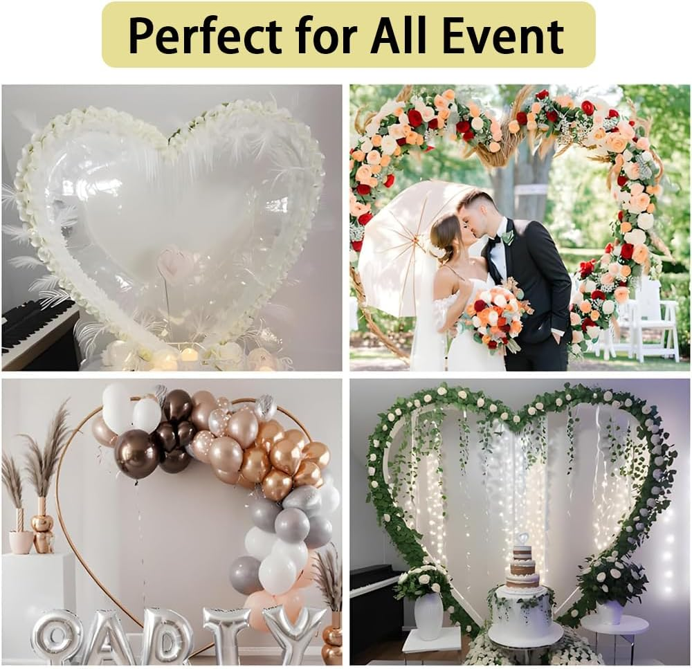 Shukitechi Heart-Shaped Metal Wedding Arch Backdrop, Gold Flower and Balloon Stand, 2M Height, Decorative Arch for Weddings, Birthday Parties, Baby Showers, Graduation, Proposals, or Photo Backdrop image number 6