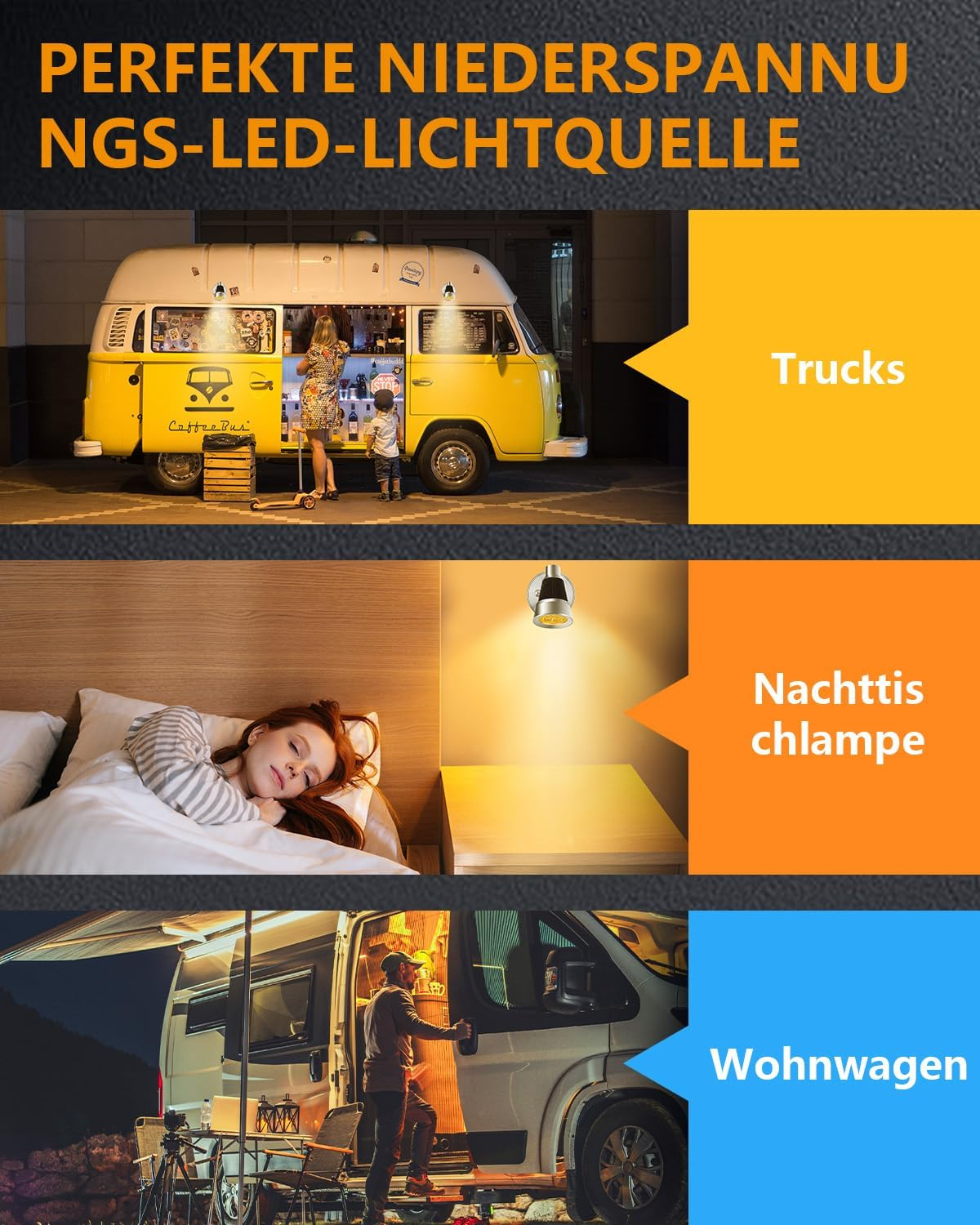 Bonlux 12 V LED Spot Reading Light Reading Lamp with Switch USB LED Lamp Interior LED Light 12 V Motorhome 3 W Warm White 3000 K for Caravan, Boat, Motorhome, Camper, Caravan, Pack of 2 image number 6