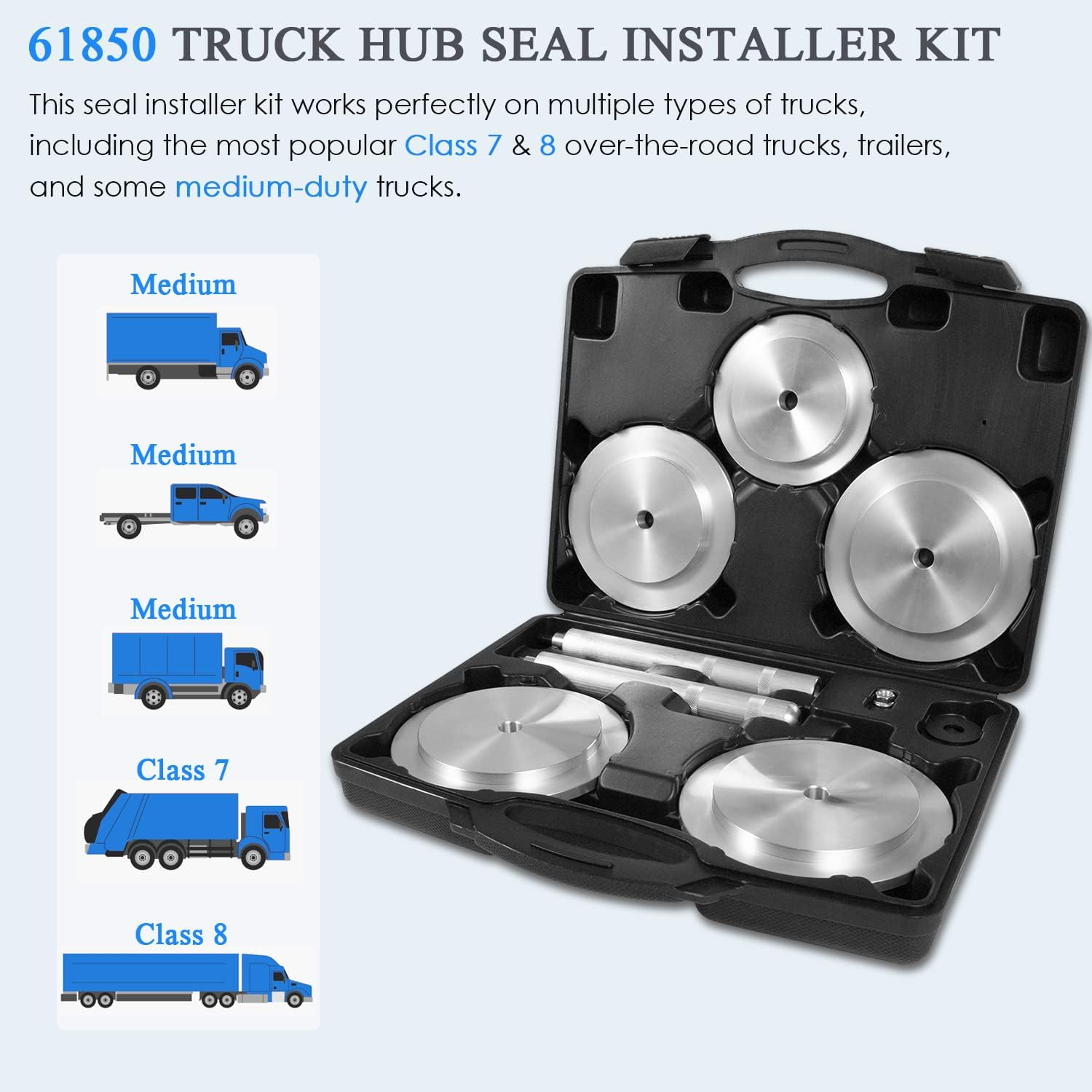 Yoursme 61850 Truck Hub Seal Installer Kit Compatible with Size Seals for Class 7 and Class 8 Trucks Trailers and Some Medium Duty Trucks 5PCS image number 3