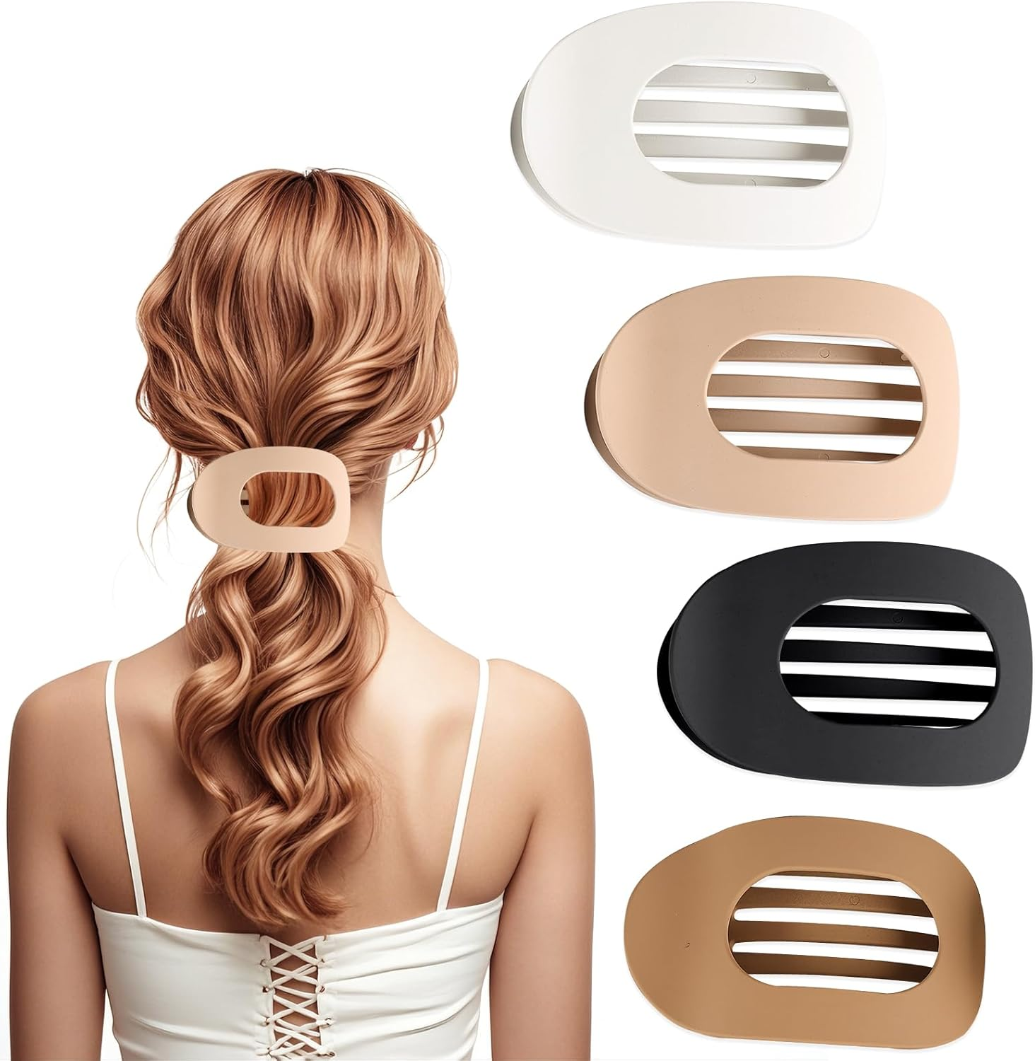 Yamobi Pack of 4 Large Hair Clips, Non-Slip Hair Clips, Women, Stylish Hair Clip for Thick Hair, Ideal for Everyday and Special Occasions (10 Cm X 6 Cm, Black) image number 5