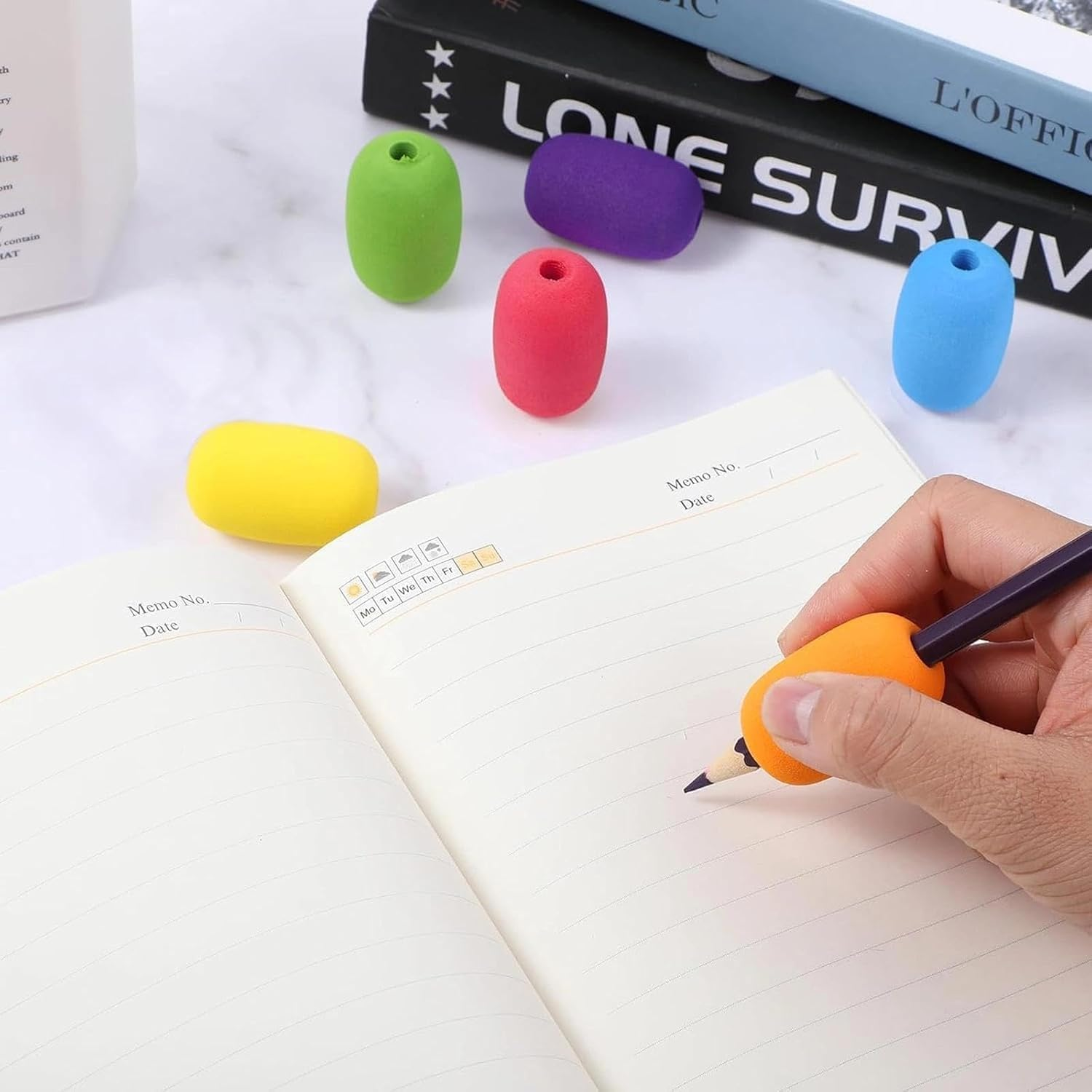 FOTOEVFC Egg Pen Pencil Holder Handwriting Grips, 6Pcs Foam Grips, Pen Grips, Pencil Holder, Pencil Cushion Grip image number 5