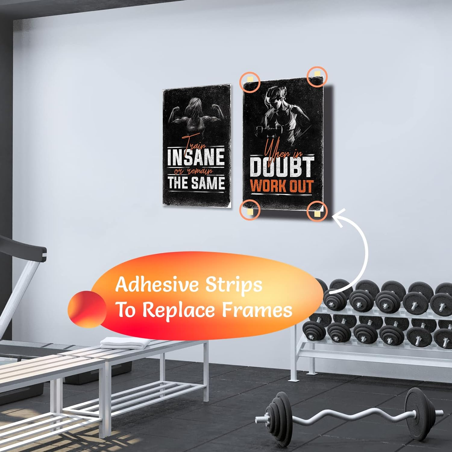 Bodybuilding Motivational Fitness Posters Set of Four. Wall Art Inspiration and Quote Decals with Workout Weight Lifting and No Excuses Inspirational Images. No Pain No Gain Prints. Great Mens Gifts image number 2